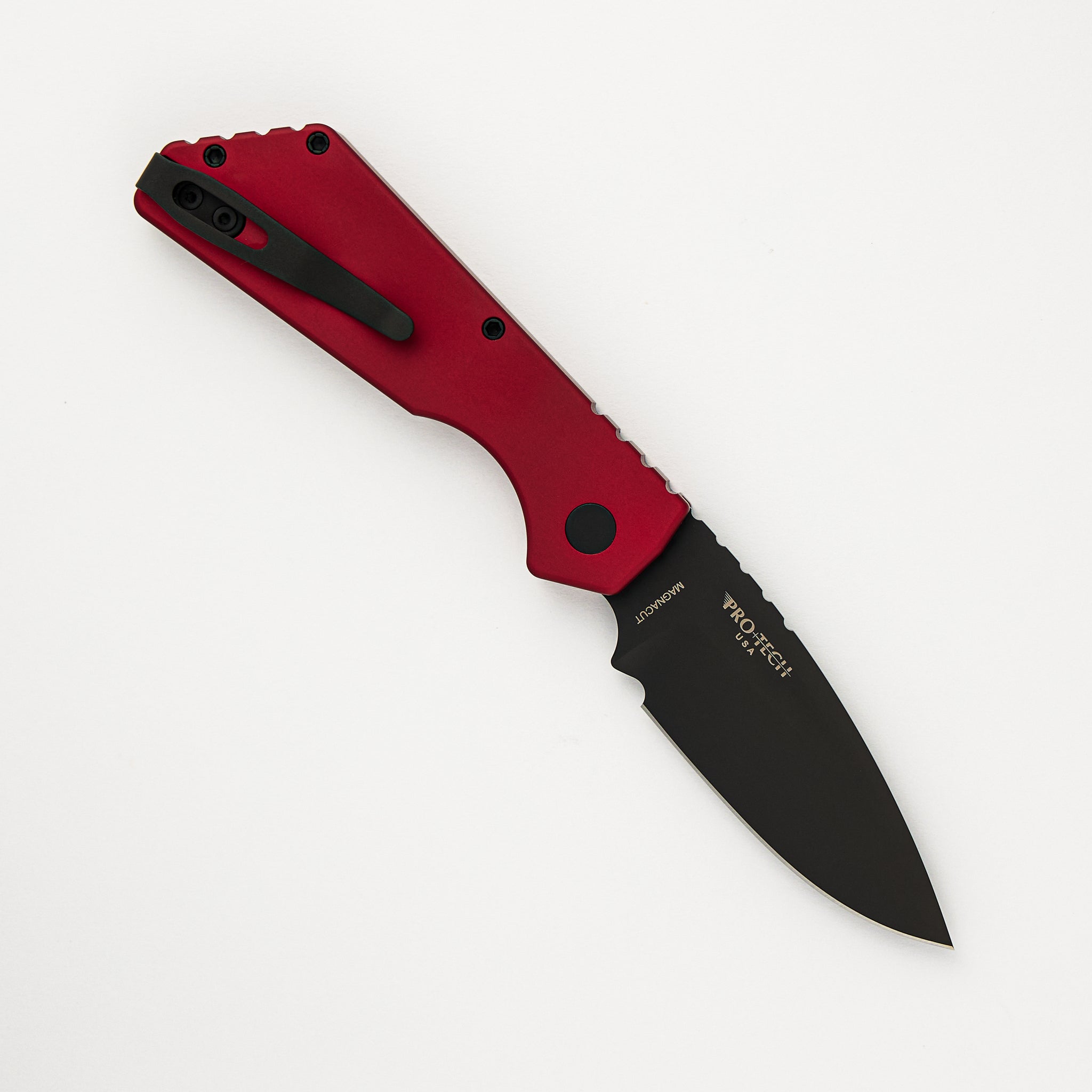 Strider PT+ Auto PT203-Red – Red Aluminum Handle - DLC Black MagnaCut Blade