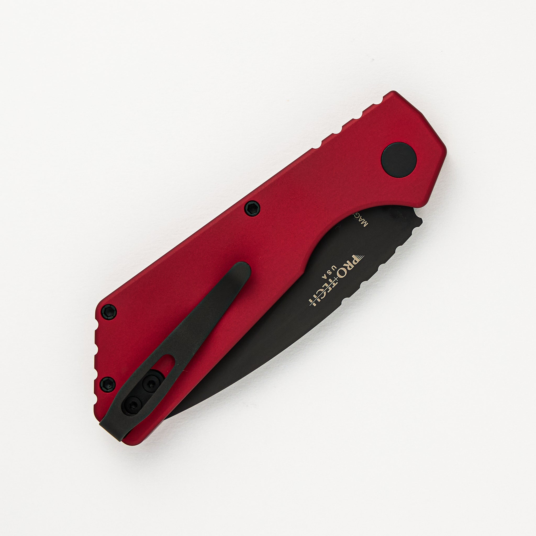 Strider PT+ Auto PT203-Red – Red Aluminum Handle - DLC Black MagnaCut Blade