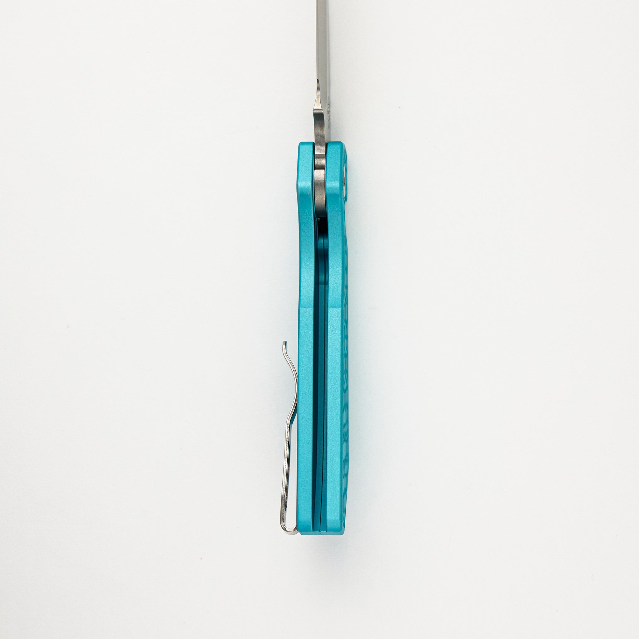 Strider PT Auto – T. Blue Gridlock Textured Handle - Pearl Button - MagnaCut Blade - PT205-Gridlock LTD.