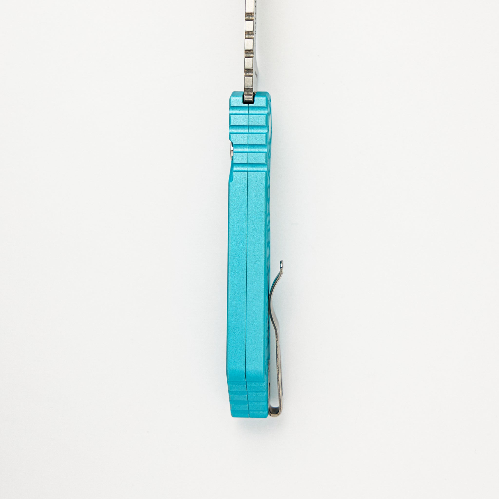 Strider PT Auto – T. Blue Gridlock Textured Handle - Pearl Button - MagnaCut Blade - PT205-Gridlock LTD.
