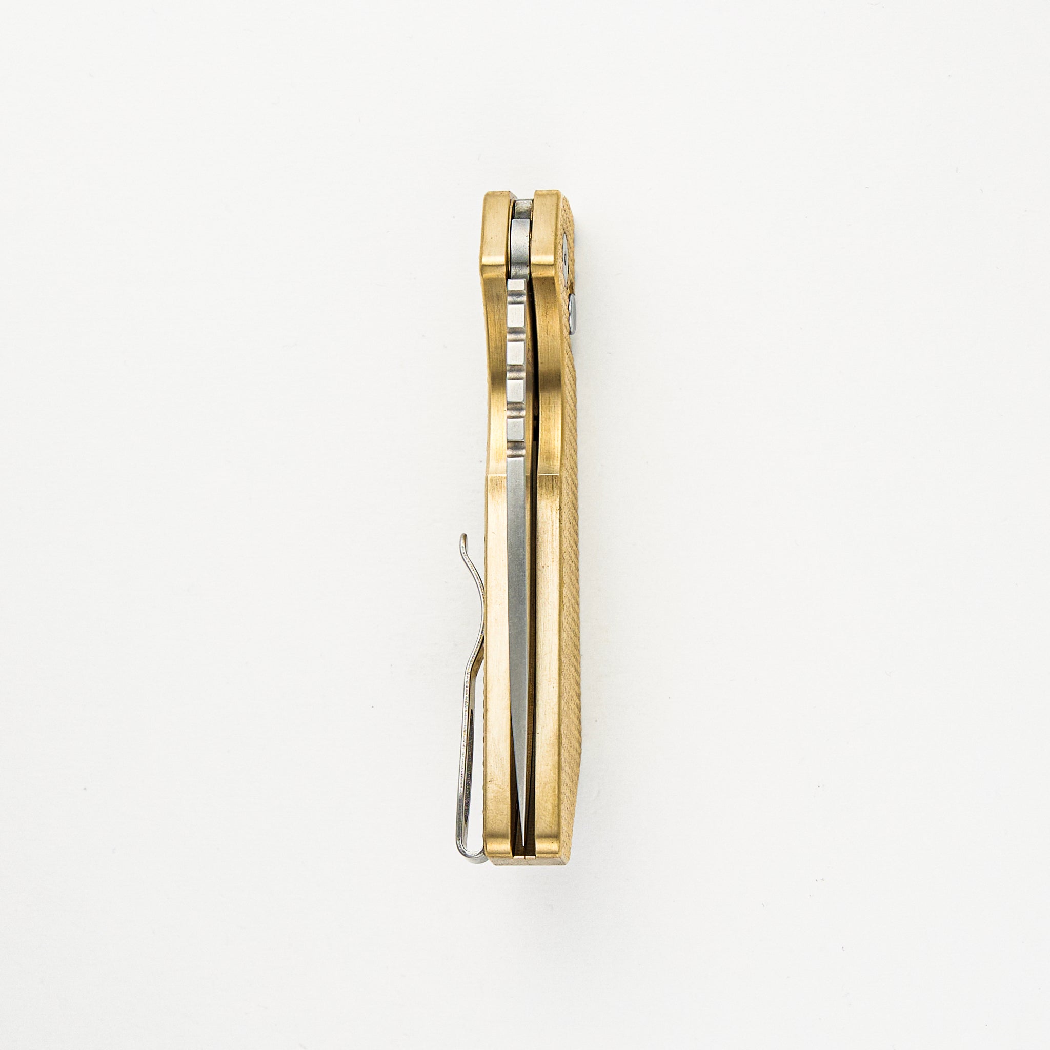Strider PT Auto – Textured AL Bronze Handle Stonewash Magnacut Blade Abalone Button PT234