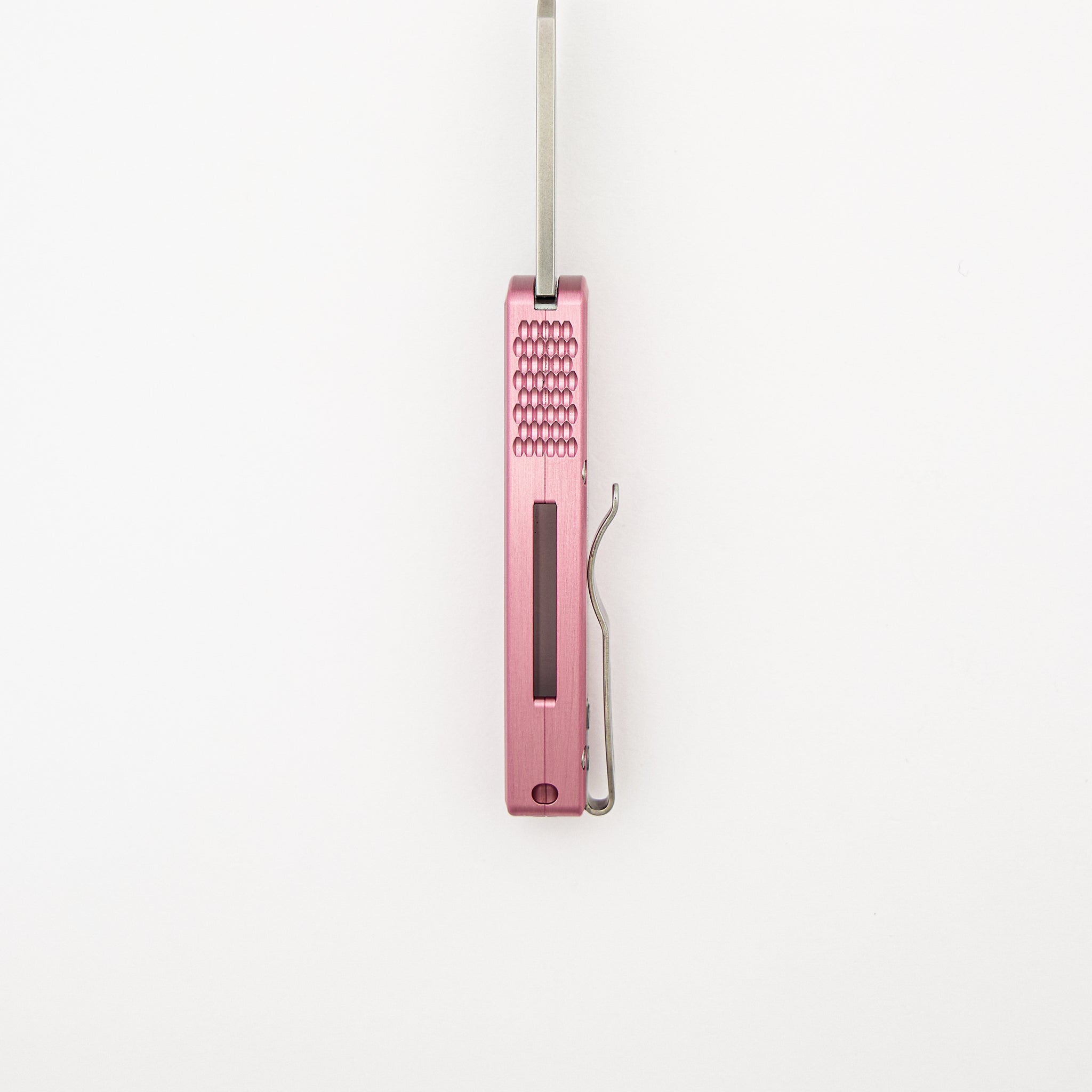 Runt 5 - Satin Pink Aluminum Handle - Stonewash 20-CV Reverse Tanto Blade - R5201-PINK