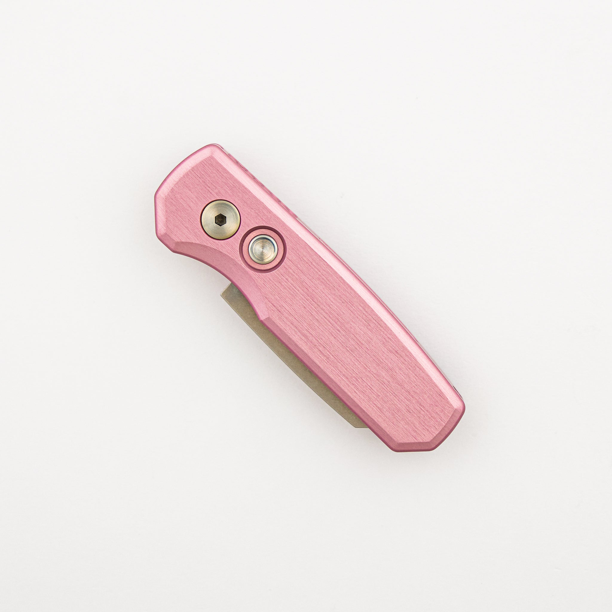Runt 5 - Satin Pink Aluminum Handle - Stonewash 20-CV Reverse Tanto Blade - R5201-PINK