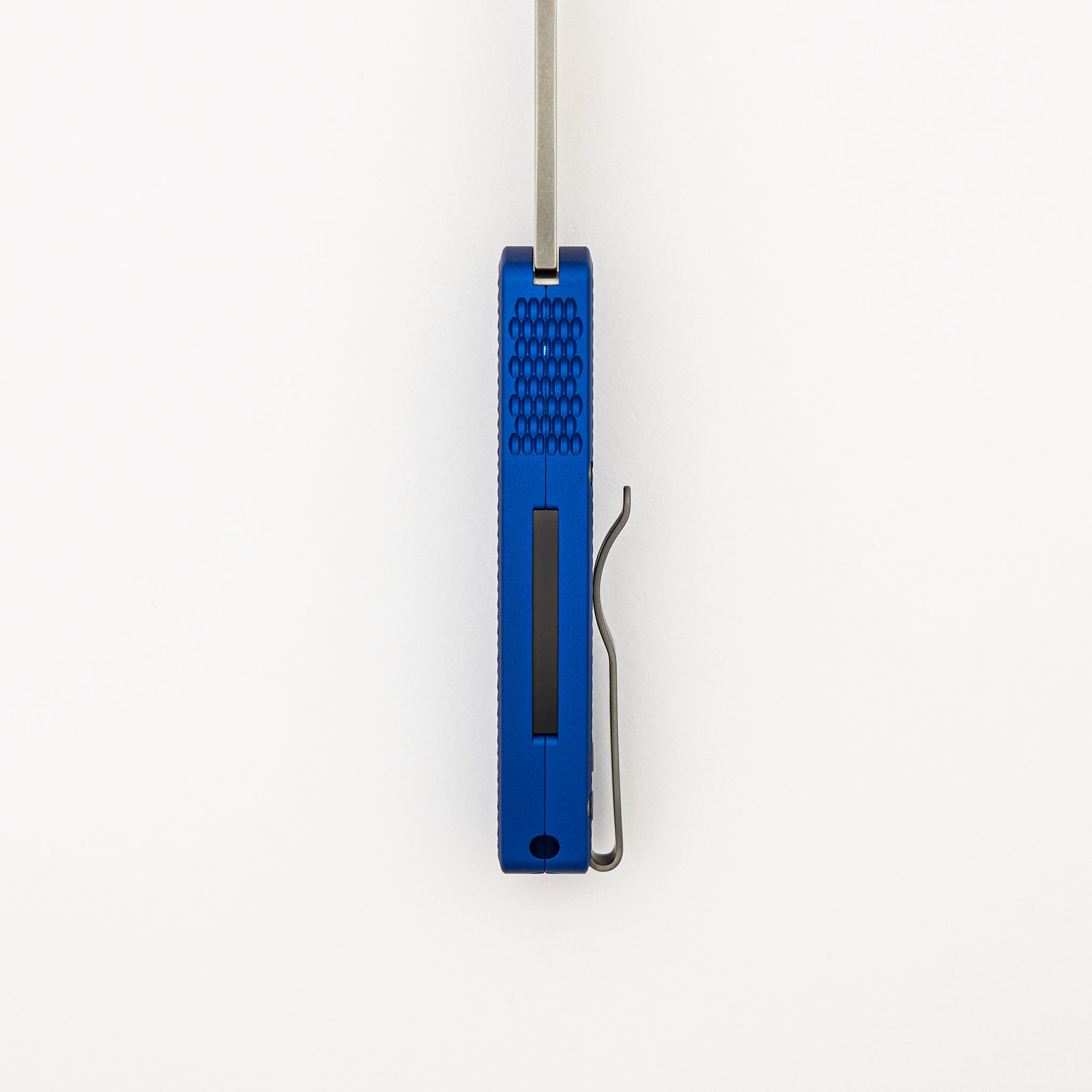 Runt 5 - Textured Blue Aluminum Handle - Stonewash 20-CV Reverse Tanto Blade - R5205-BLUE