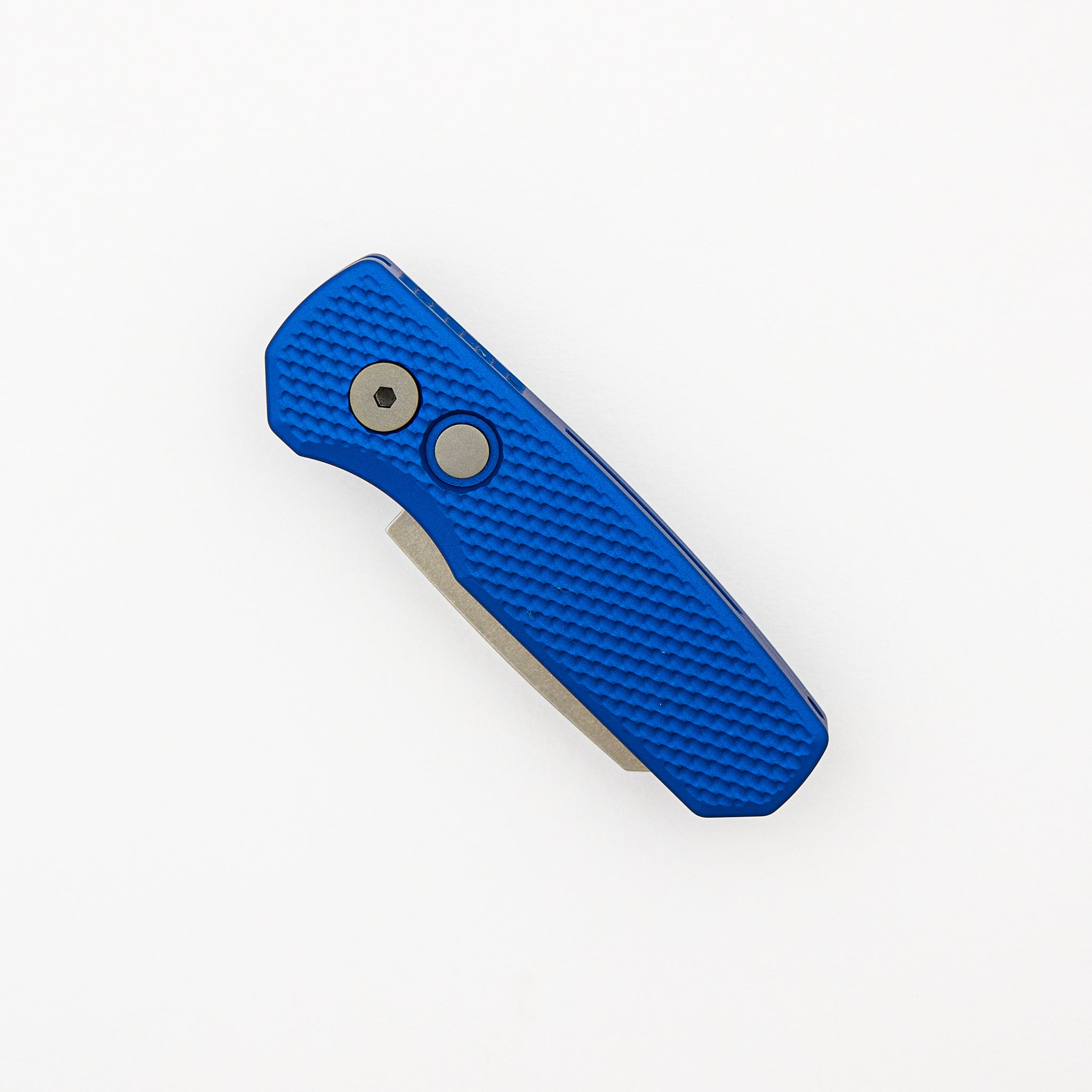 Runt 5 - Textured Blue Aluminum Handle - Stonewash 20-CV Reverse Tanto Blade - R5205-BLUE