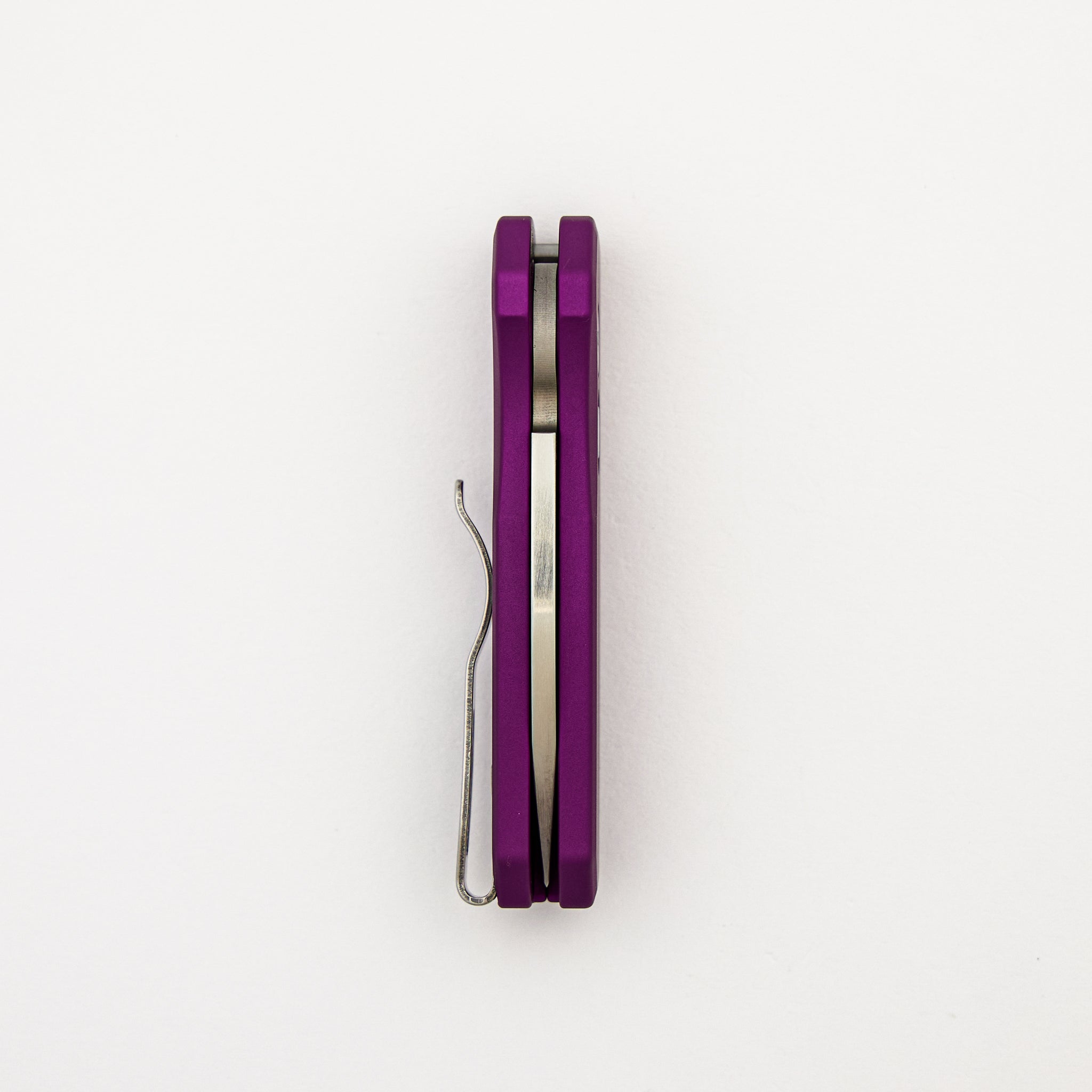 Runt 5 - R5300-LTD PURPLE - Smooth Purple Handle - Machine Satin MagnaCut Wharncliffe Blade - White Pearl Button