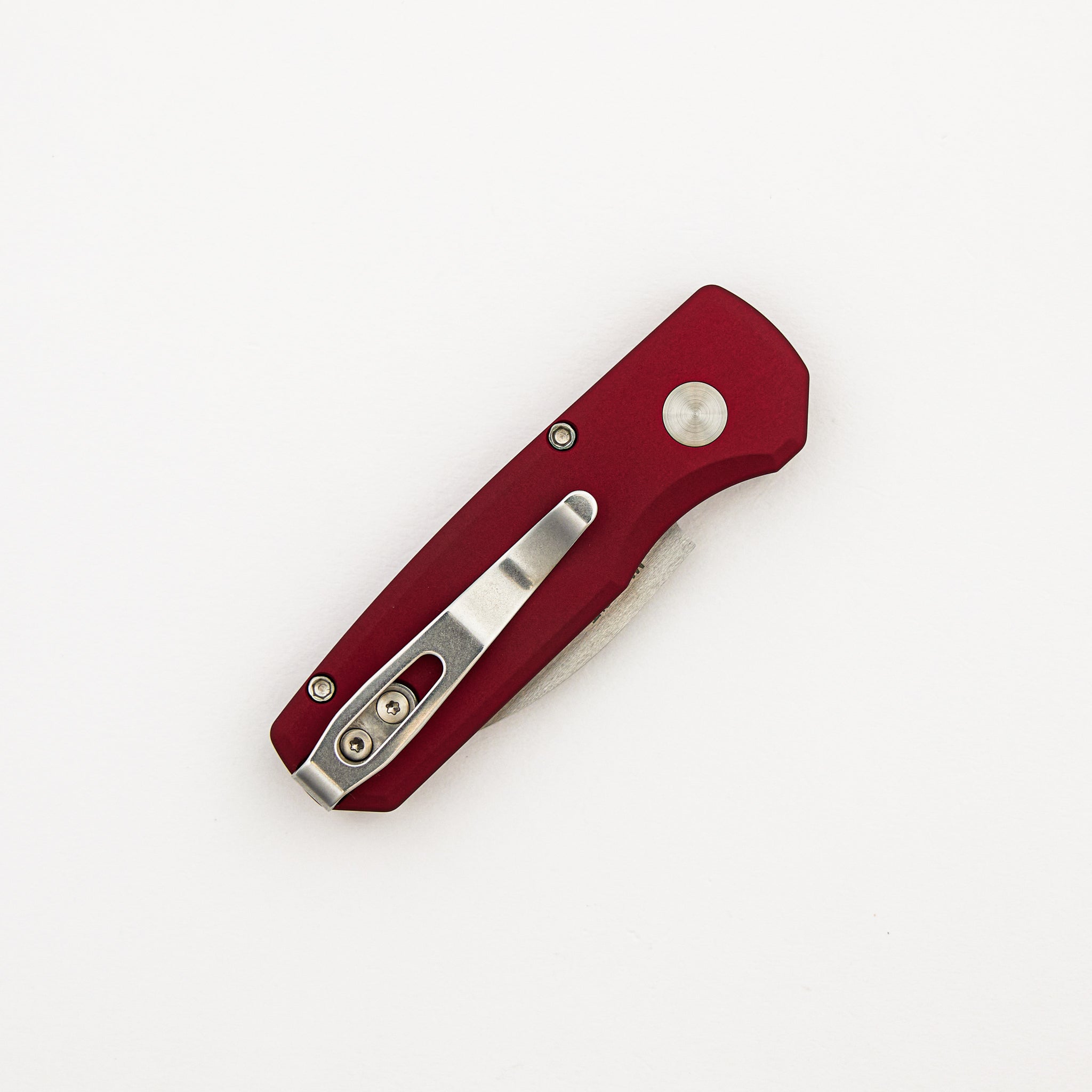 Runt 5 - R5300-LTD Red - Smooth Red Handle - Machine Satin MagnaCut Wharncliffe Blade - Pearl Button