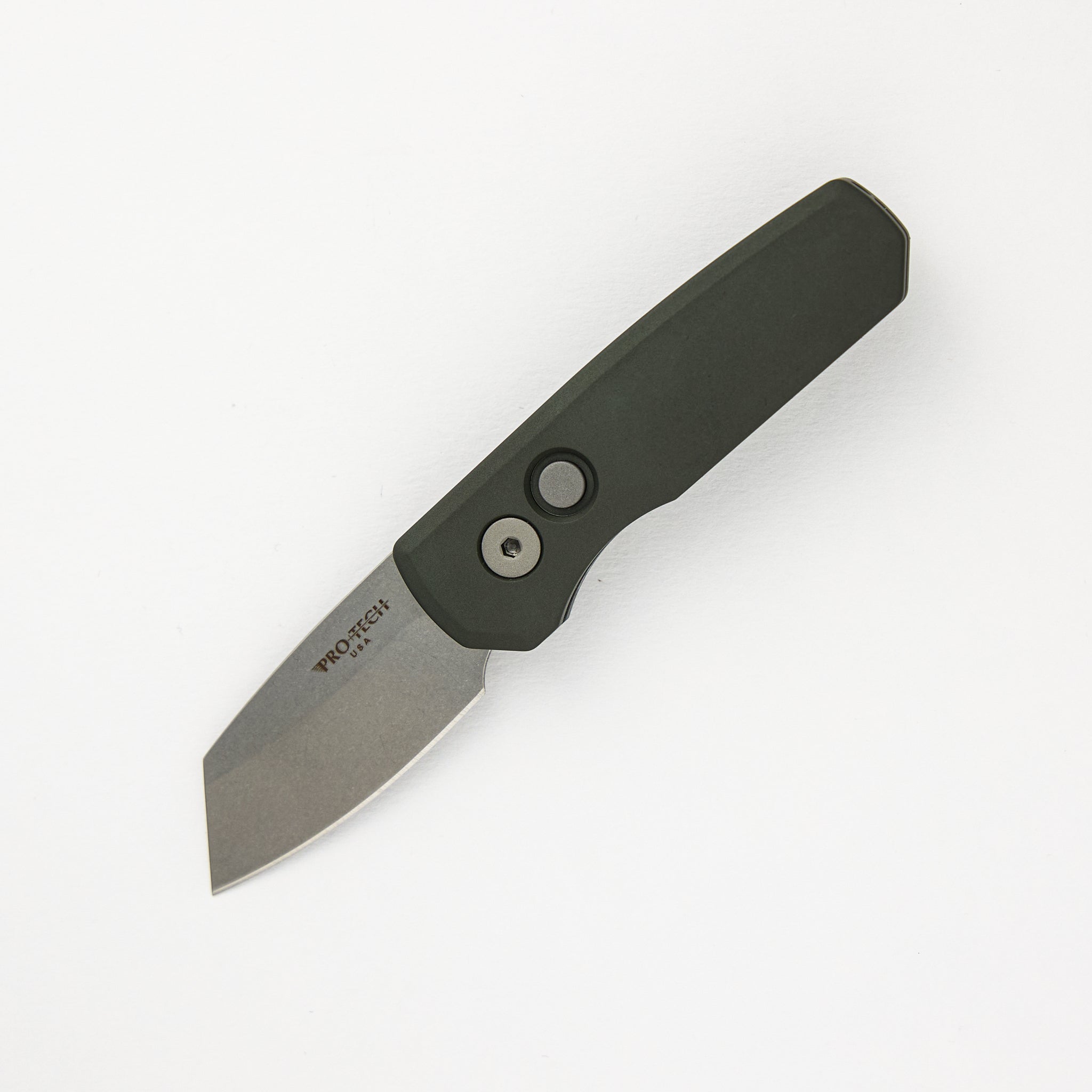 Runt 5 - Green Aluminum Handle - Stonewash Magnacut Reverse Tanto Blade - R5401-GREEN