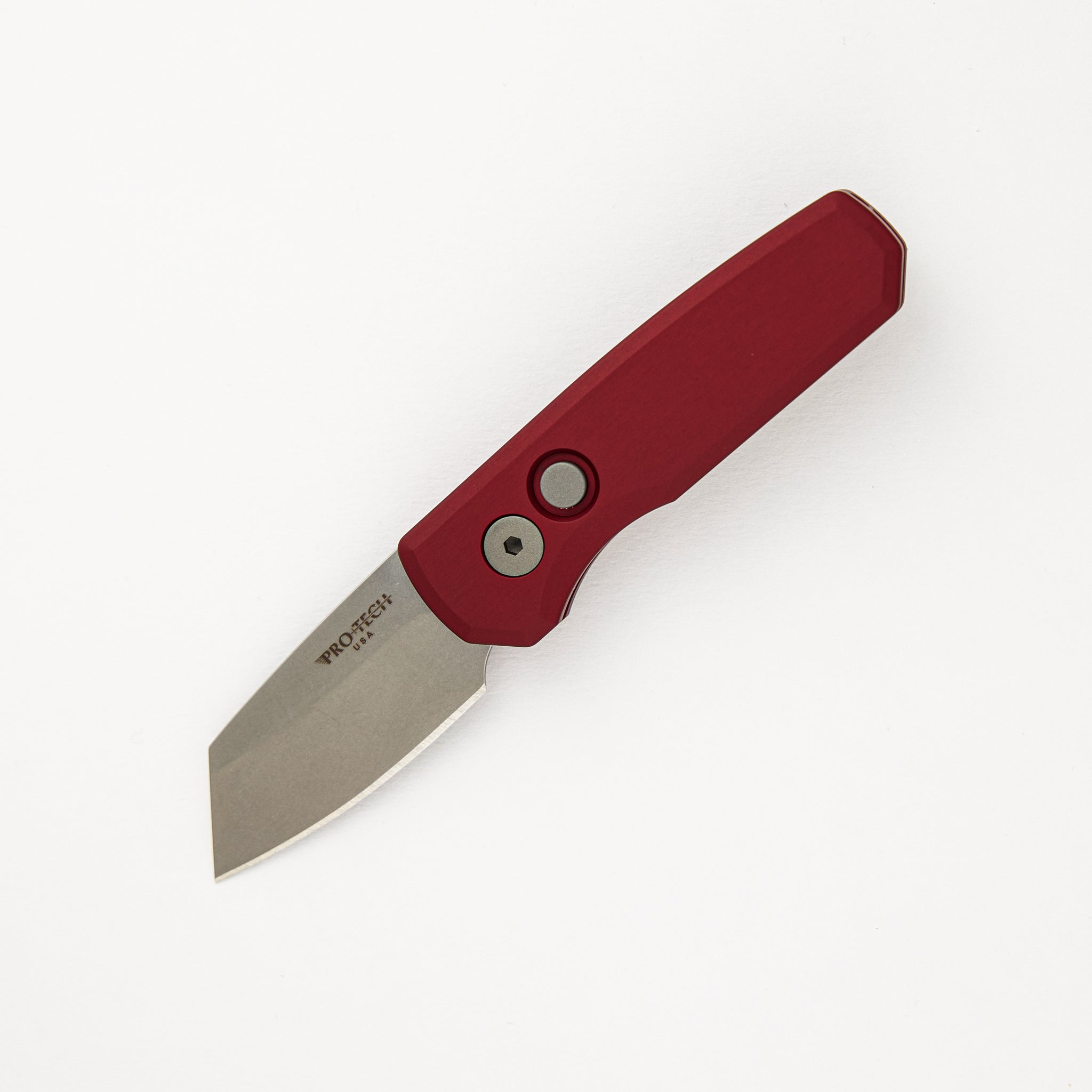 Runt 5 - Red Aluminum Handle - Stonewash Magnacut Reverse Tanto Blade - R5401-RED