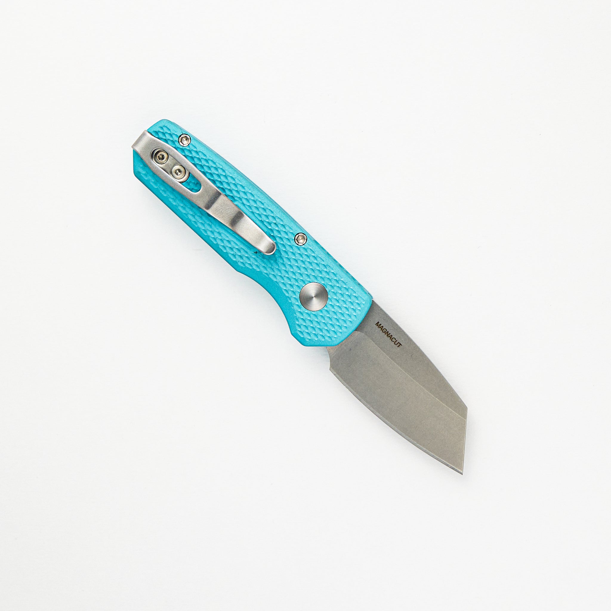 Runt 5 R5405-T.BLUE - Tiff. Blue Textured Handle, Stonewash MagnaCut Reverse Tanto Blade