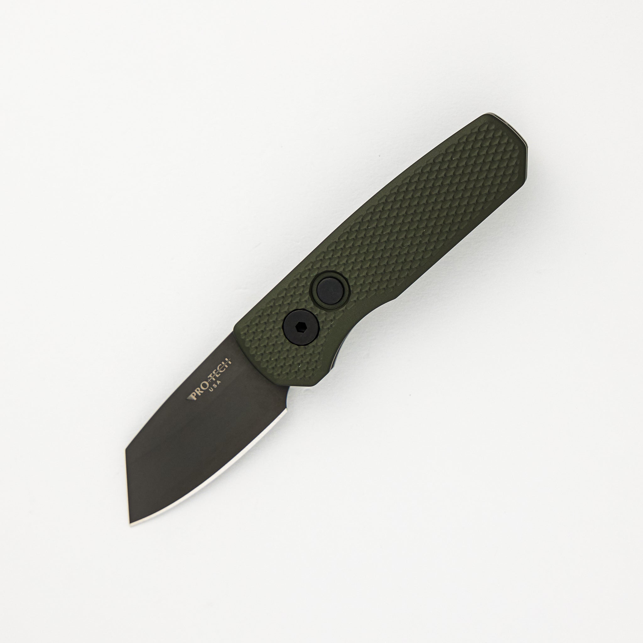 Runt 5 – Textured Green Aluminum Handle – DLC Black Magnacut Reverse Tanto Blade – R5406-GREEN
