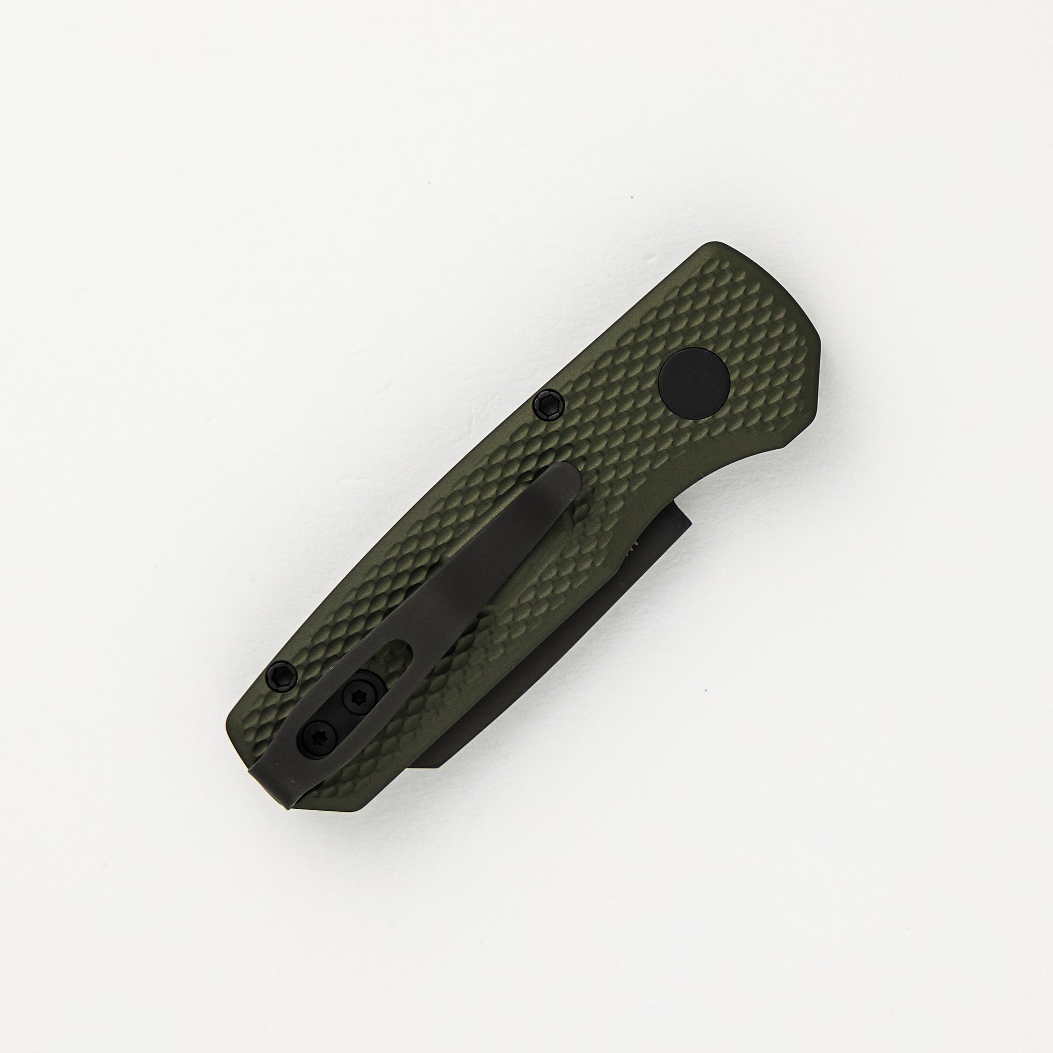 Runt 5 – Textured Green Aluminum Handle – DLC Black Magnacut Reverse Tanto Blade – R5406-GREEN