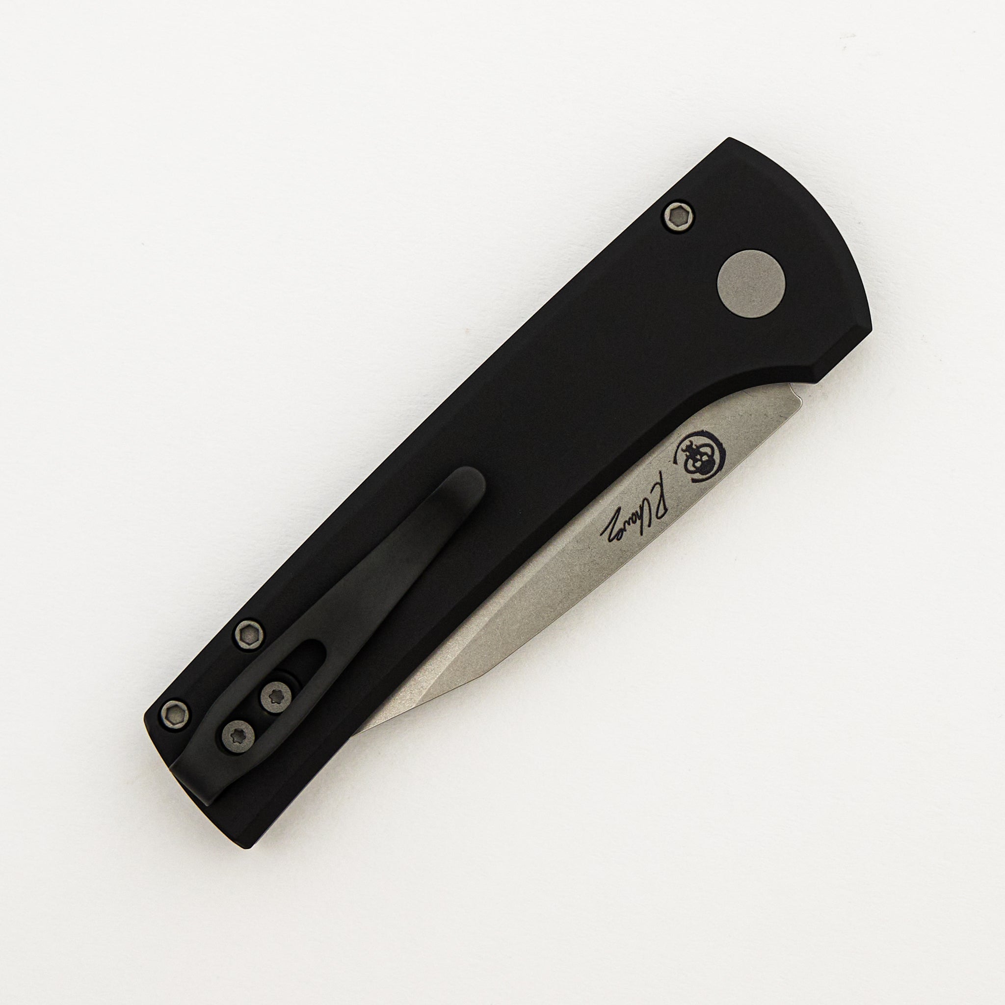 Scapegoat Compact - RCS1101 - Solid Black Aluminum Handle - Stonewash MagnaMax Blade (Ramon Chaves Design)