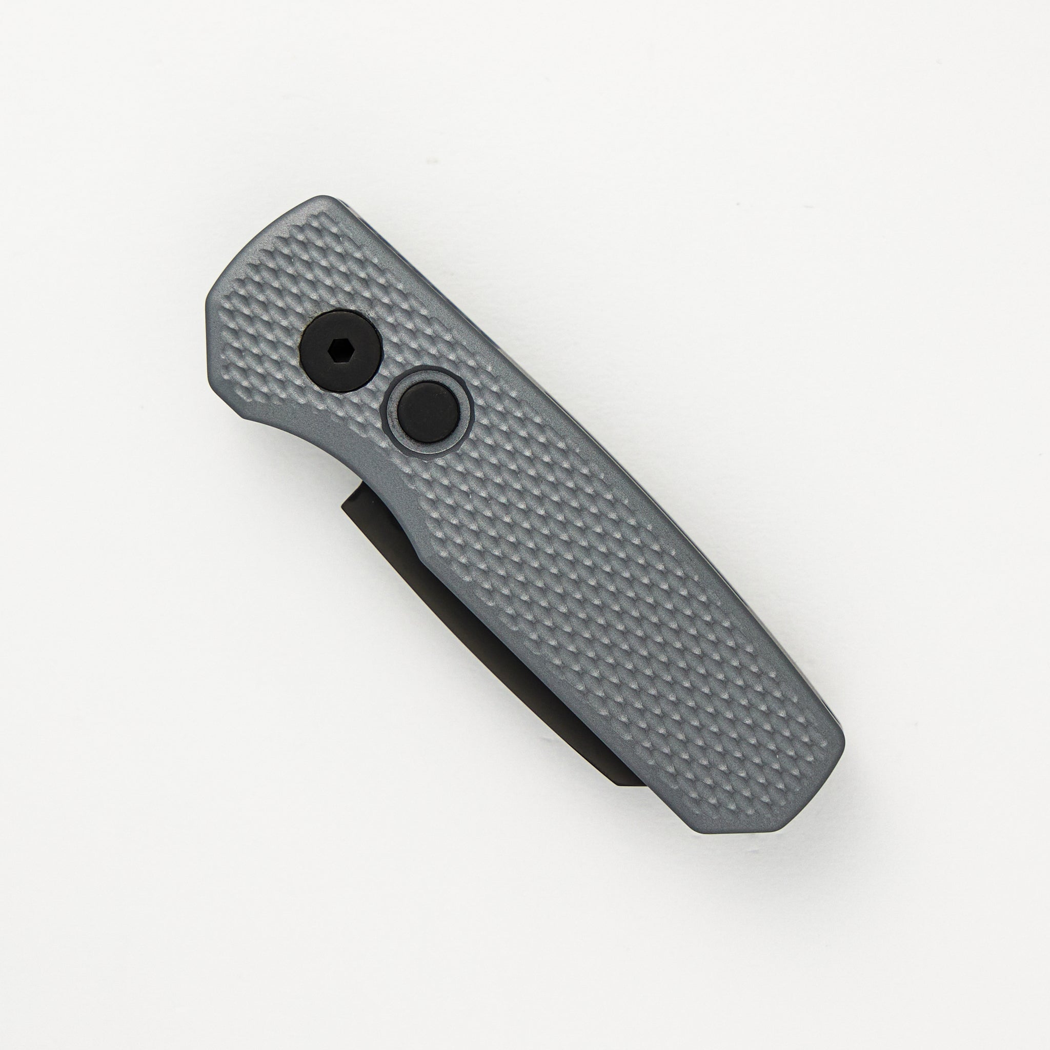 Runt 5 – Textured Grey Aluminum Handle – DLC Black Magnacut Reverse Tanto Blade – R5406-GREY