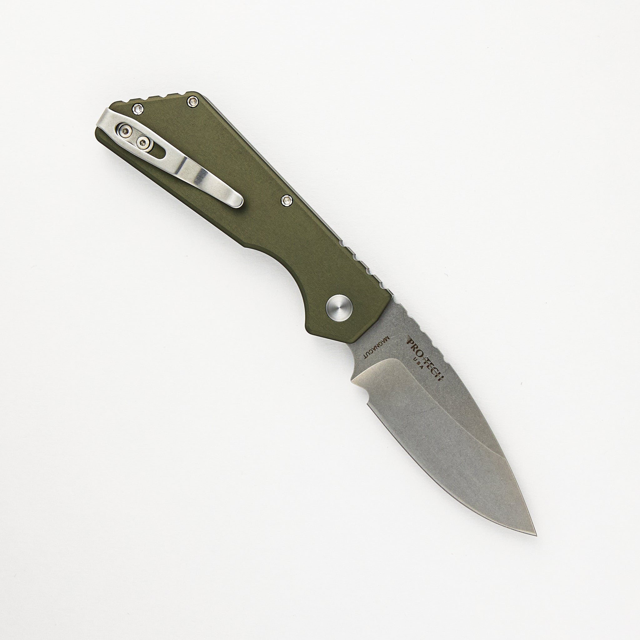 Strider PT+ Auto – Blade Show ATL 2024 - Smooth Green Handle, MOP Button, Stonewash Magnacut Blade