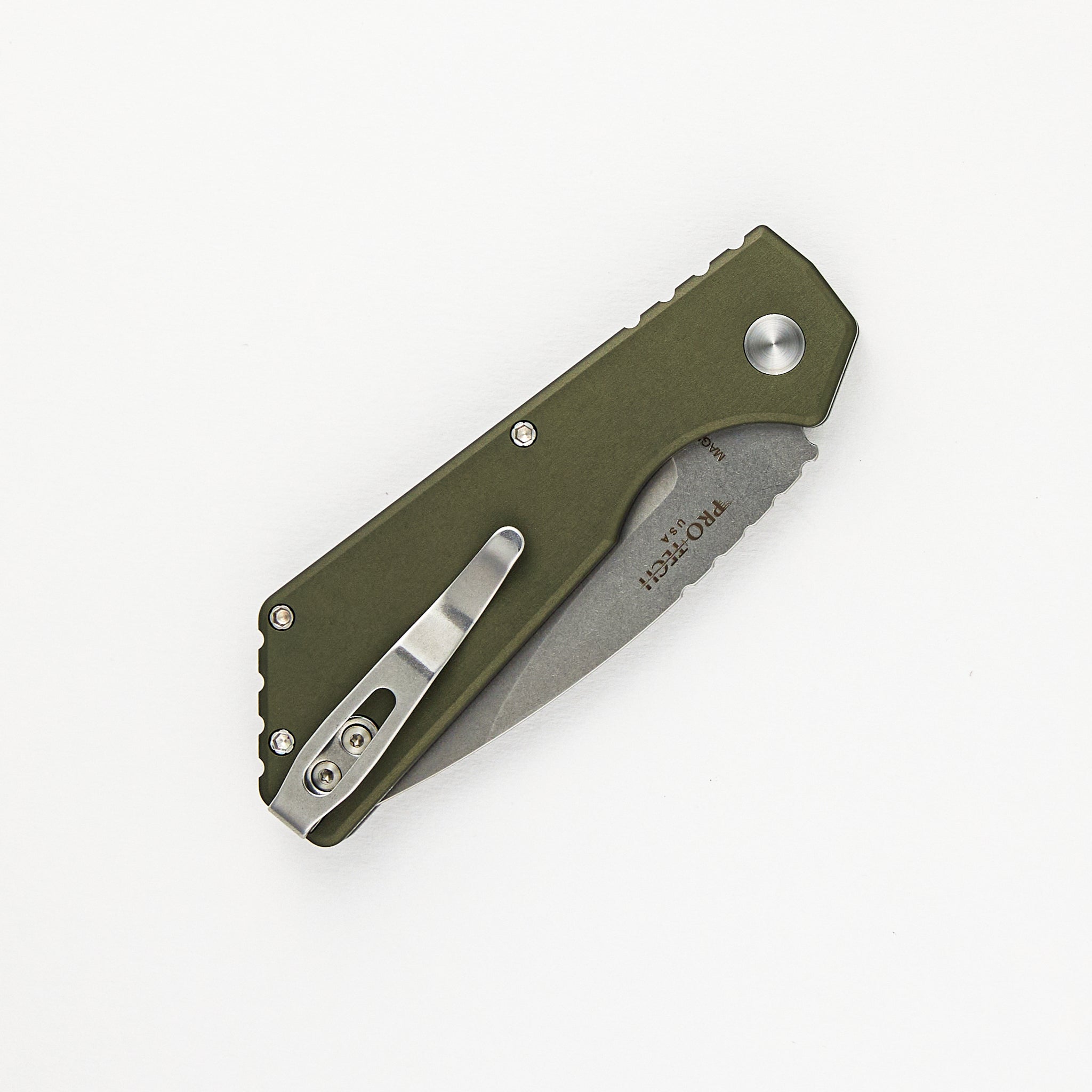 Strider PT+ Auto – Blade Show ATL 2024 - Smooth Green Handle, MOP Button, Stonewash Magnacut Blade