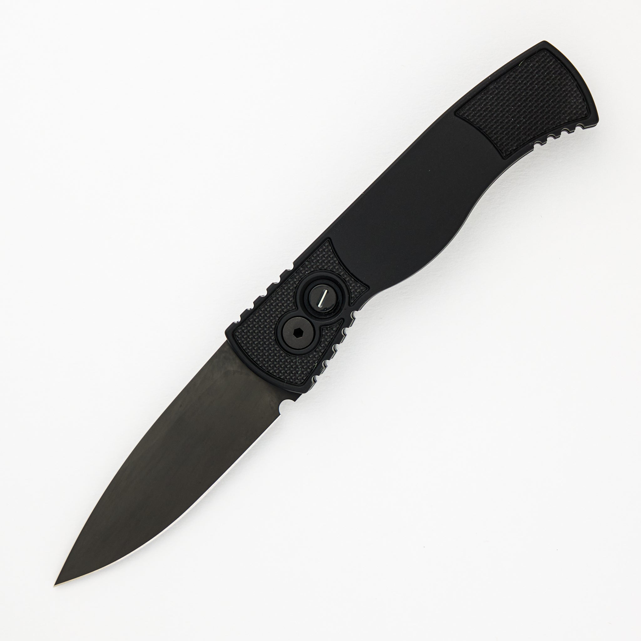 Pro-Tech Knives Tactical Response 2 - Black Handle With Textured Corners - Tritium Push Button - Black MagnaCut Blade T203-OPERATOR