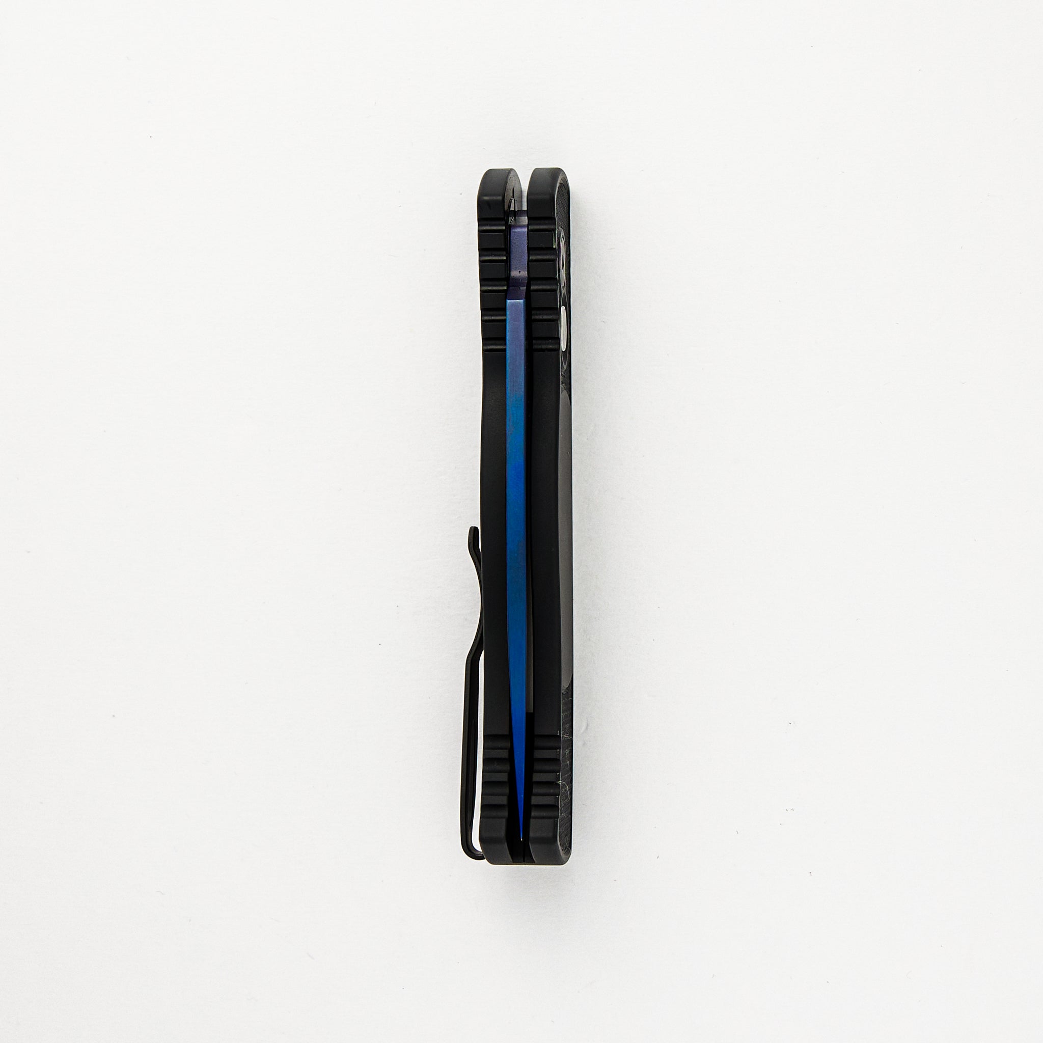 Tactical Response 2 - Black Handle With Textured Corners - Abalone Push Button - Sapphire Blue MagnaCut Blade T203-SB