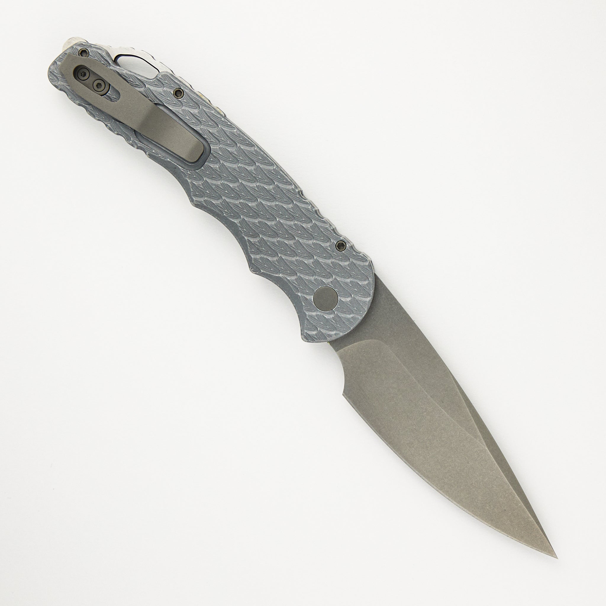 Tactical Response 4 - Grey Handle W/ Battle Worn/Feather Texture - Stonewash MagnaCut Blade T4105-F BW Grey