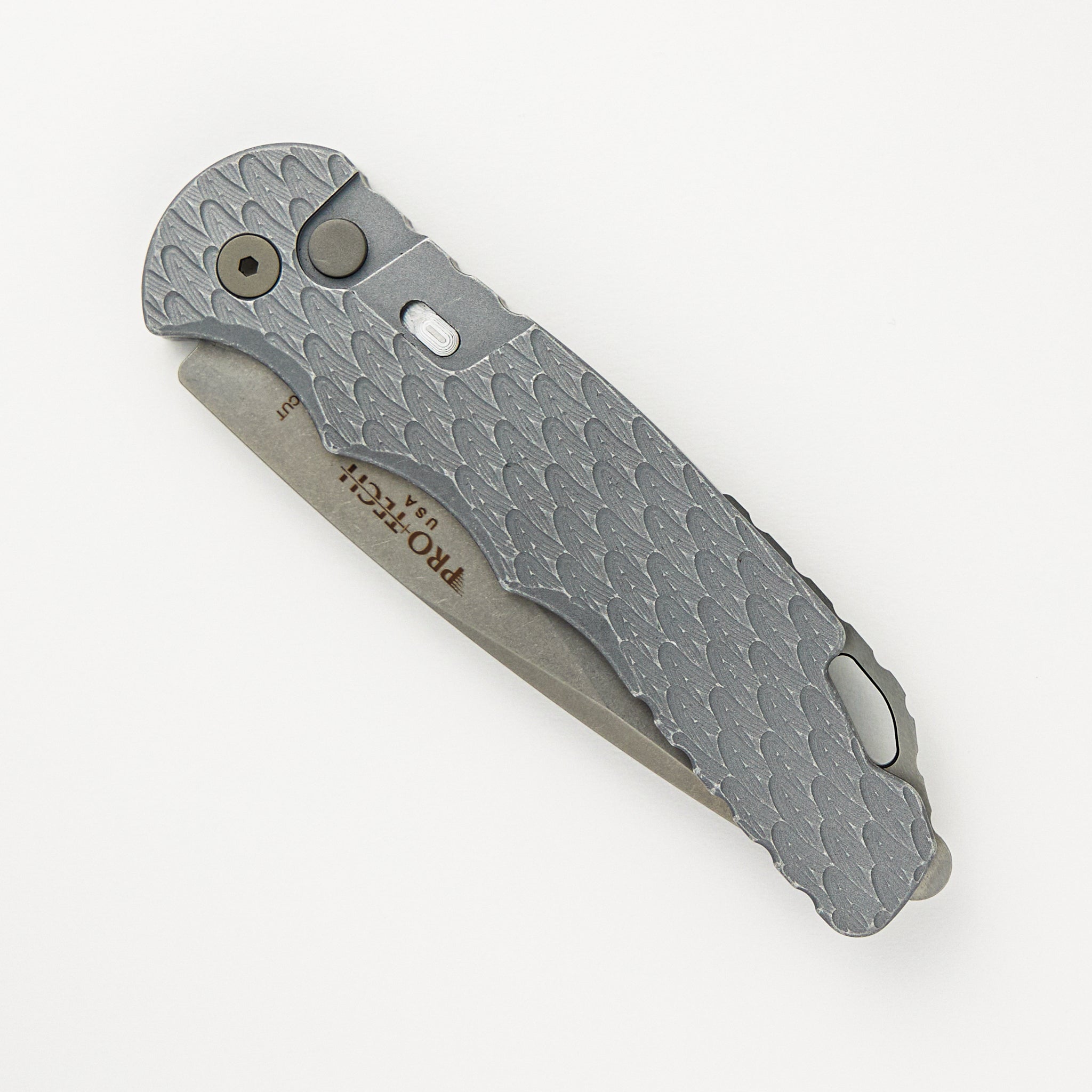 Tactical Response 4 - Grey Handle W/ Battle Worn/Feather Texture - Stonewash MagnaCut Blade T4105-F BW Grey