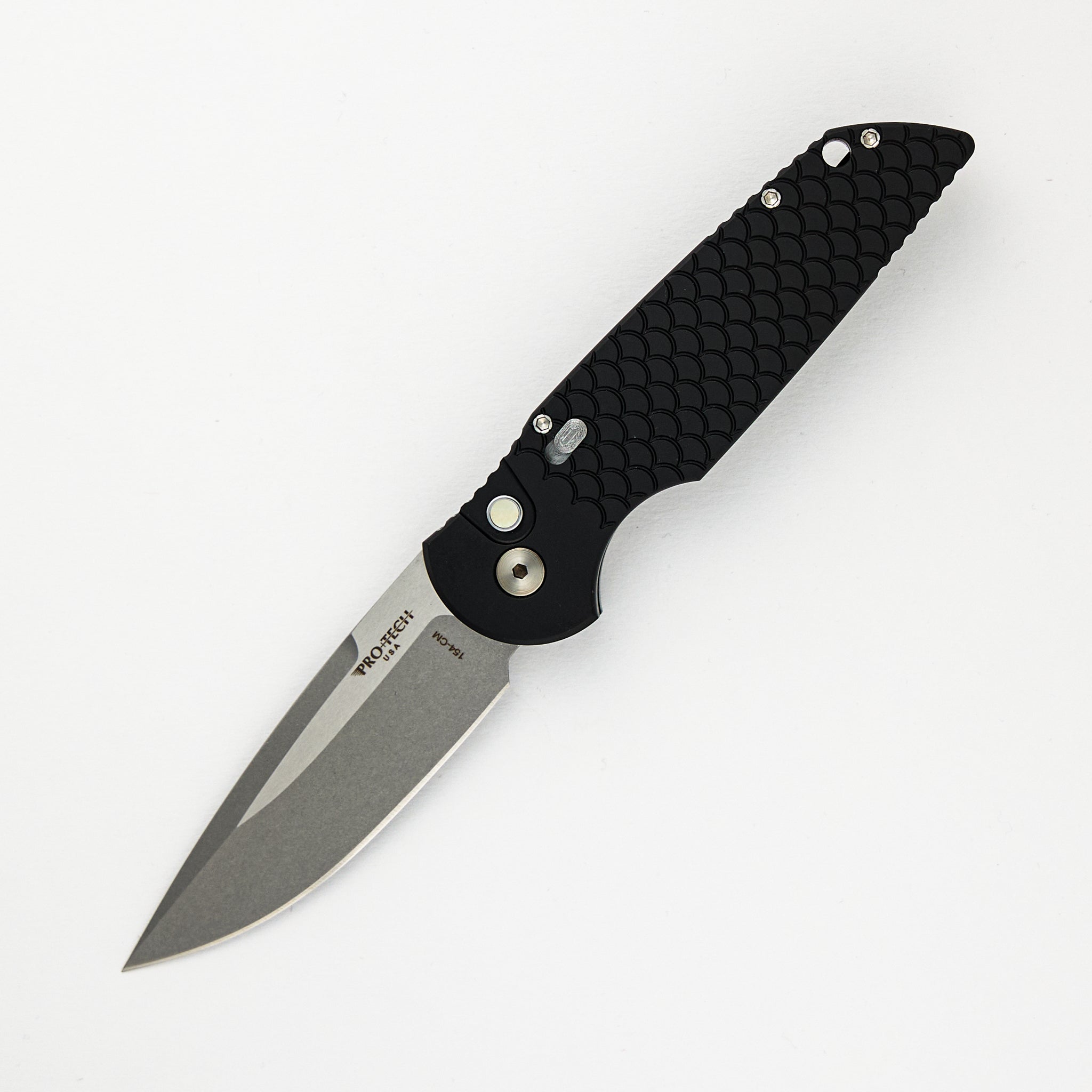 TR-3 - Blade Show ATL 2024 - Black Handle W/ Steel Safety, Gold Lip Pearl Button, Stonewash/Satin Blade, Limited Edition