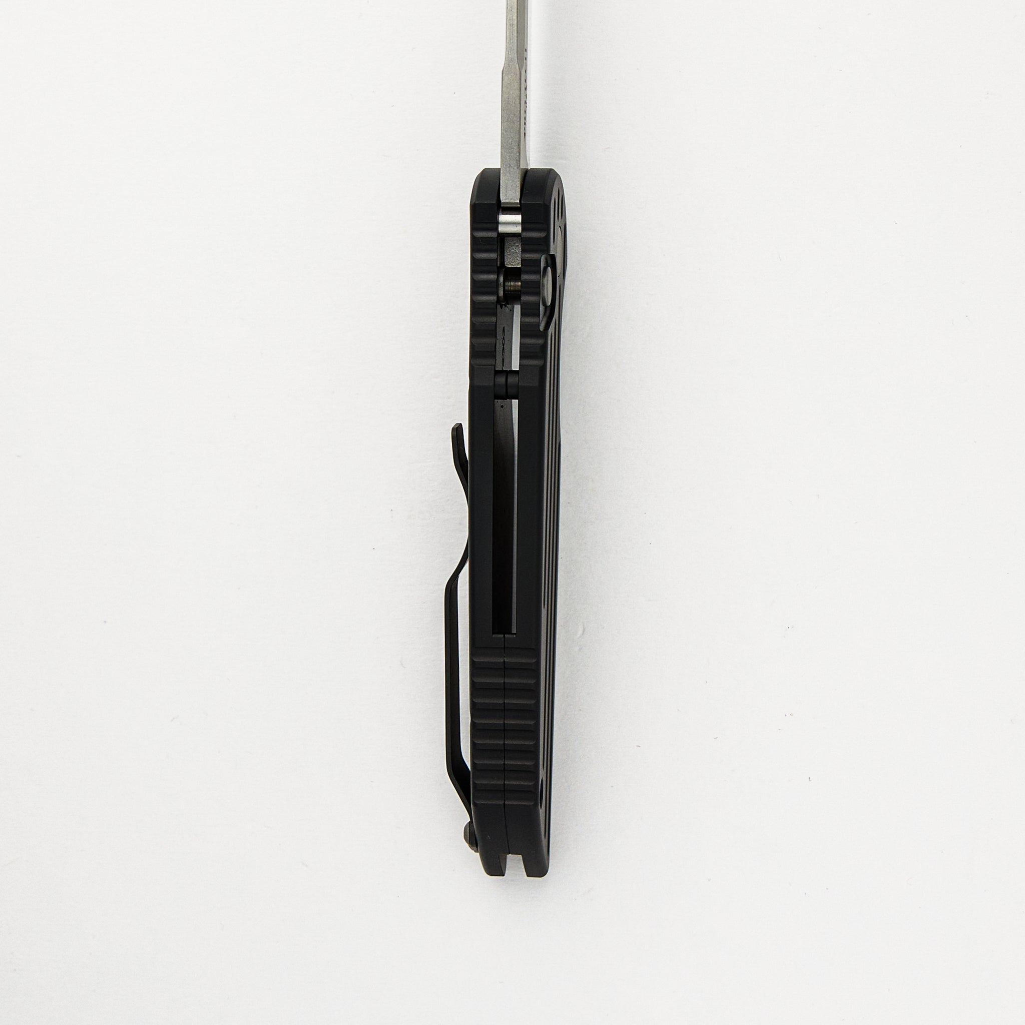 TR-3 L-1 - Left Handed - Black Aluminum Handle W/ Grooves - Stonewash 154-CM Blade