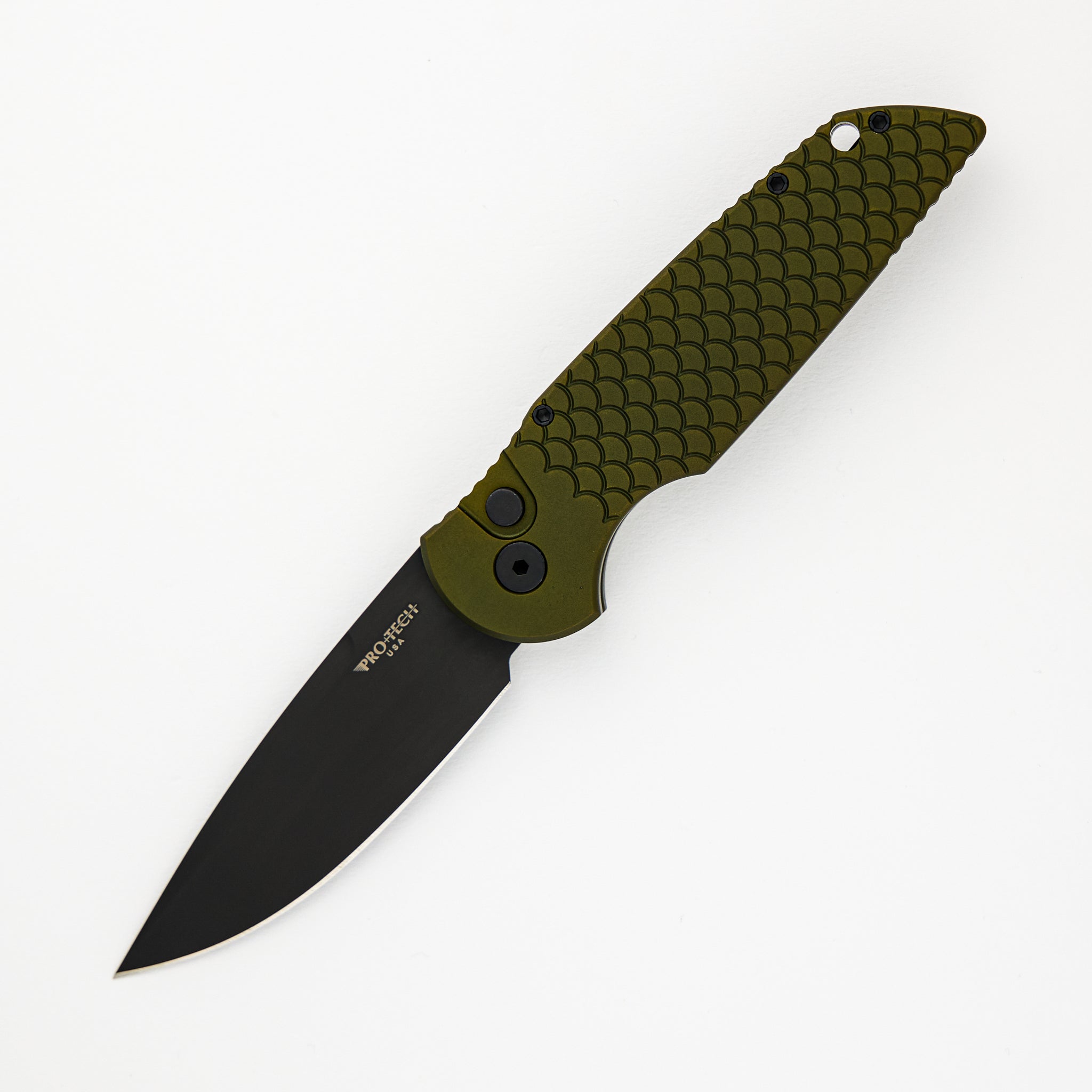 Pro-Tech Knives Tactical Response 3 – Green “Fish Scale” Aluminum Handle – Sterile Black 154CM Blade TR-3 X1