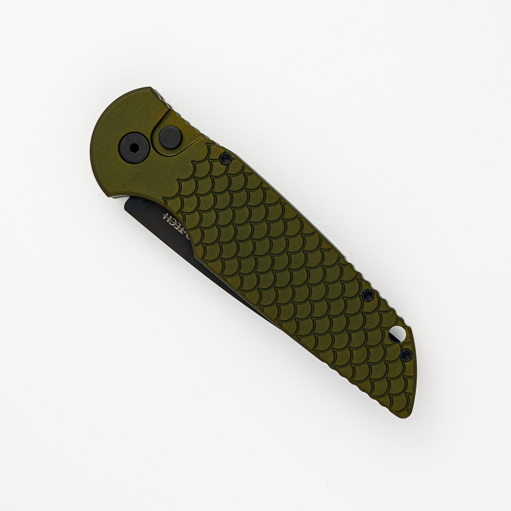 Pro-Tech Knives Tactical Response 3 – Green “Fish Scale” Aluminum Handle – Sterile Black 154CM Blade TR-3 X1