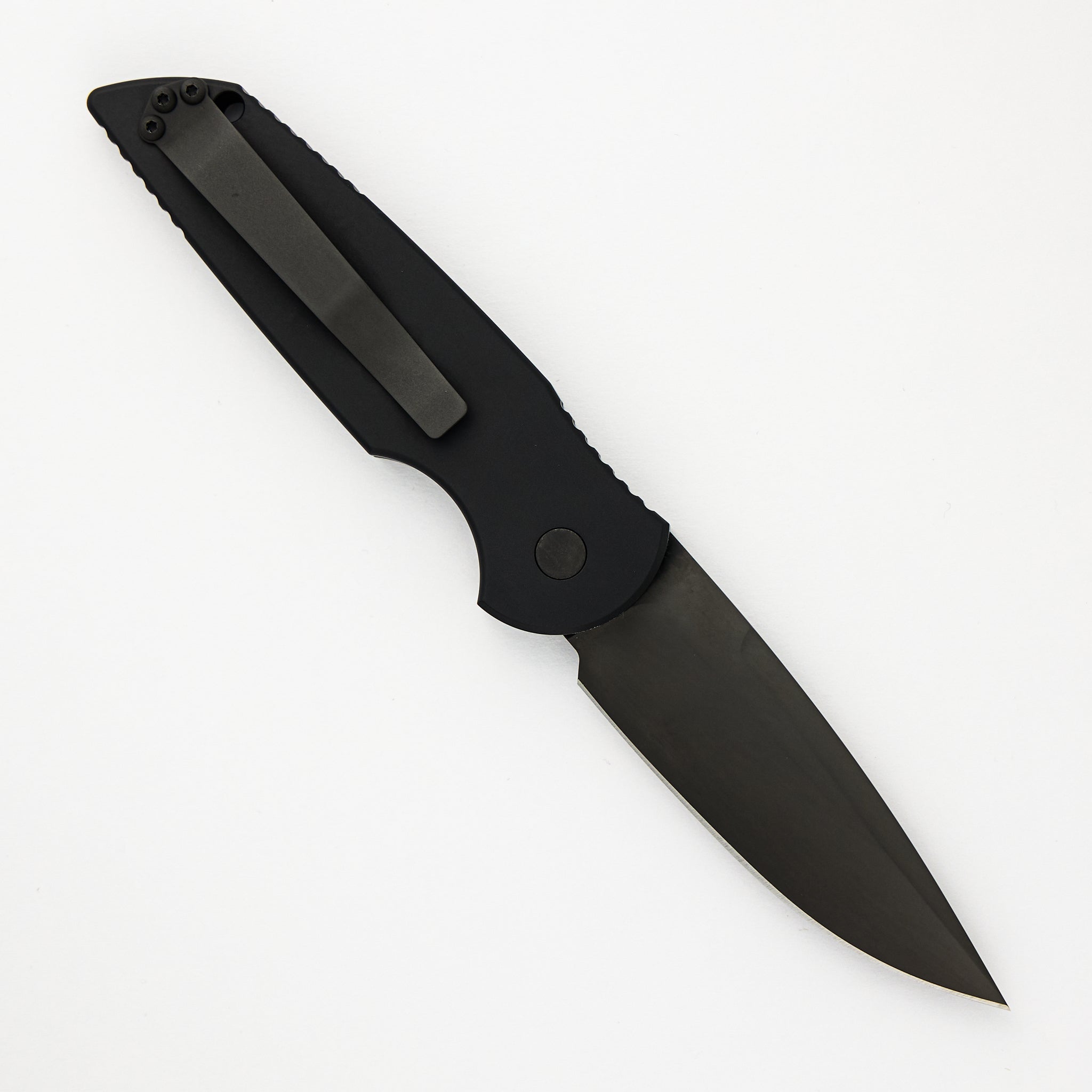 Tactical Response 3 Auto - Black Handle With Grooves - Tritium Push Button - Black Blade - Black Hardware TR3-SWAT-OPERATOR