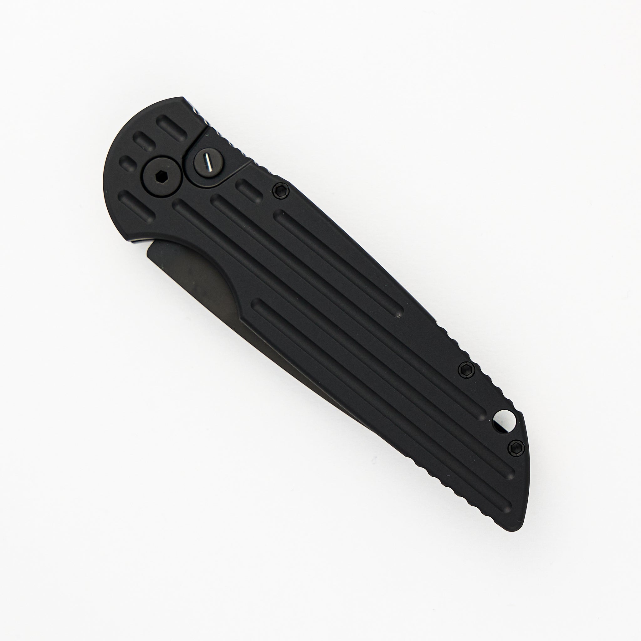 Tactical Response 3 Auto - Black Handle With Grooves - Tritium Push Button - Black Blade - Black Hardware TR3-SWAT-OPERATOR