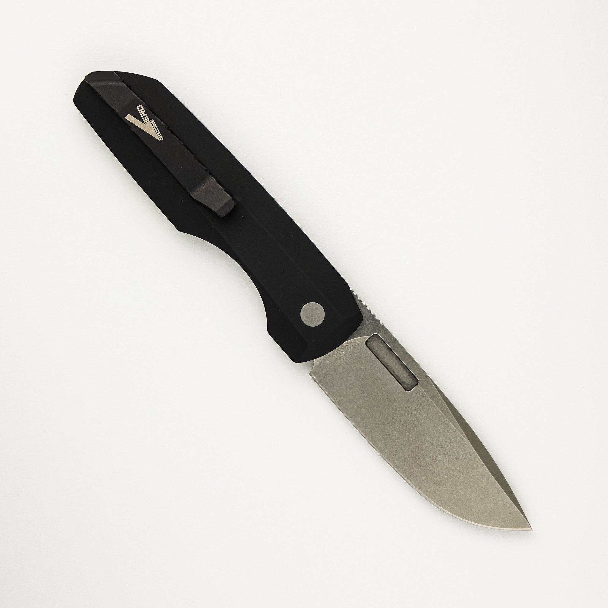 Synapse - Black Aluminum Handle W/ Black Canvas Micarta Lid - Stonewash MagnaCut Blade - VERO1211-BLK MIC (Vero Design)
