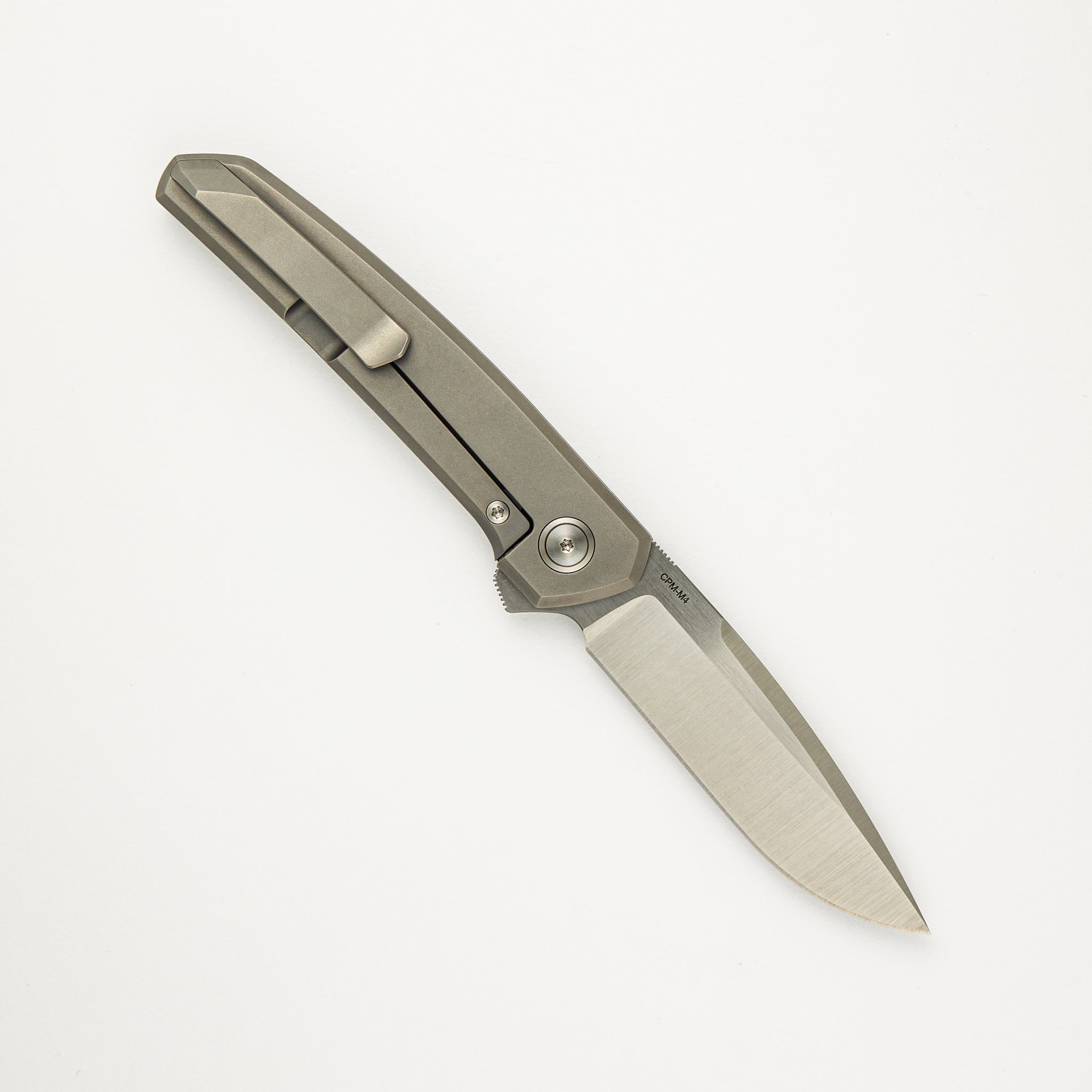 Cobra - Bead Blast Titanium Handle - Belt Satin CPM-M4 Blade