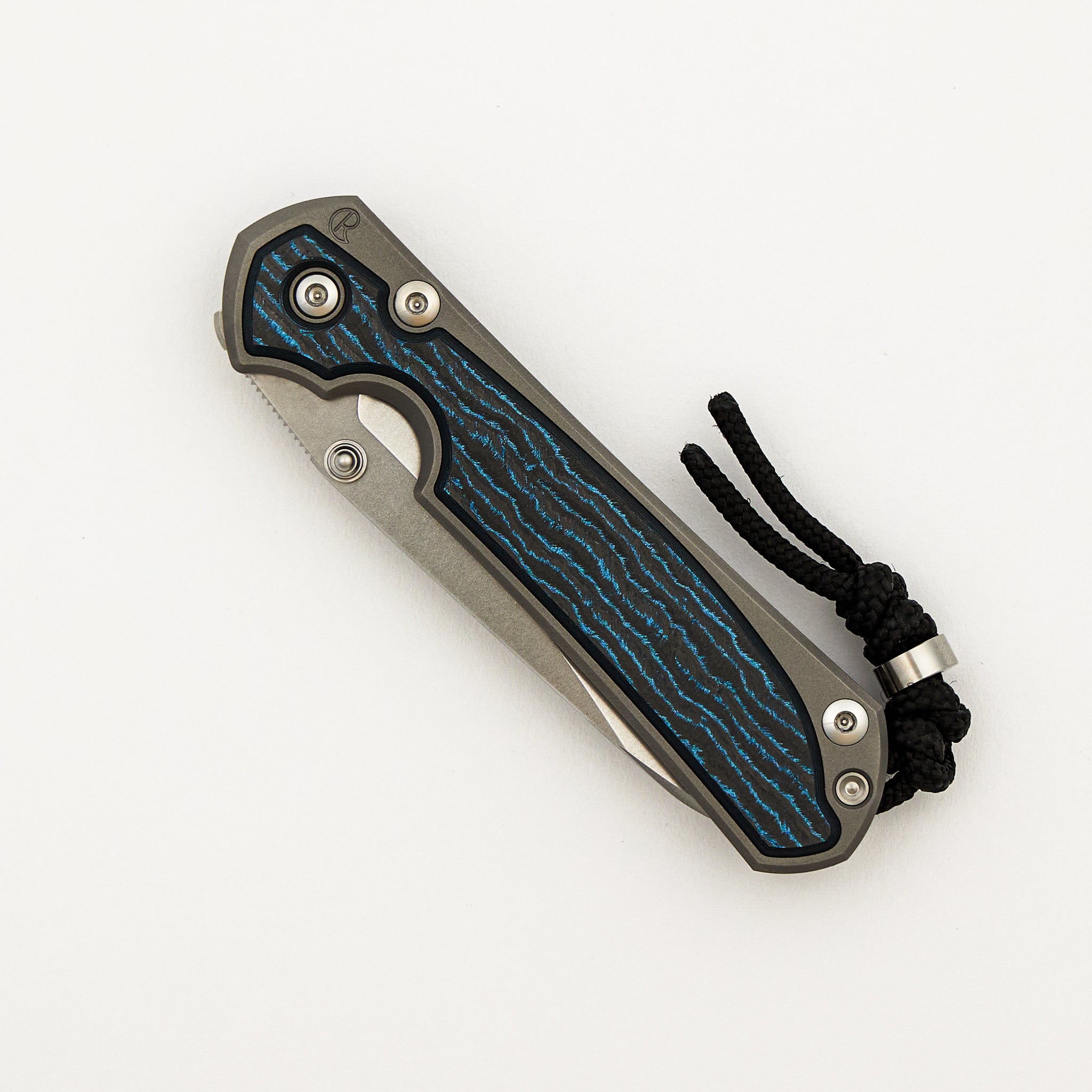 Small Sebenza 31 - Ocean Blue CarboTi Inlay - Insingo CPM MagnaCut Blade - MIM Clip - Silver Double Thumb Lugs