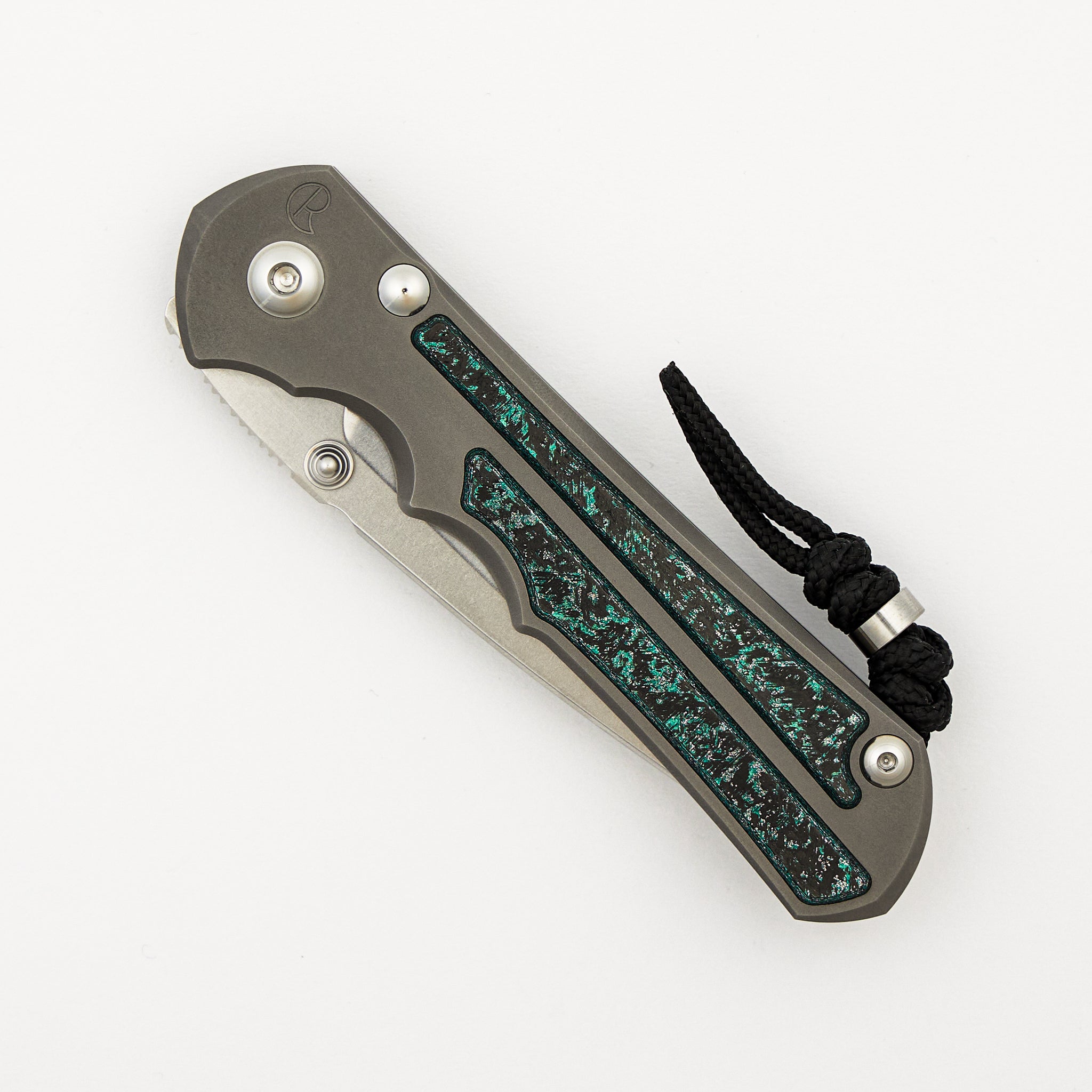 R1 Invitational - Large Inkosi - Teal Magnetic CarboTi Inlay - Drop Point CPM MagnaCut Blade - MIM Clip