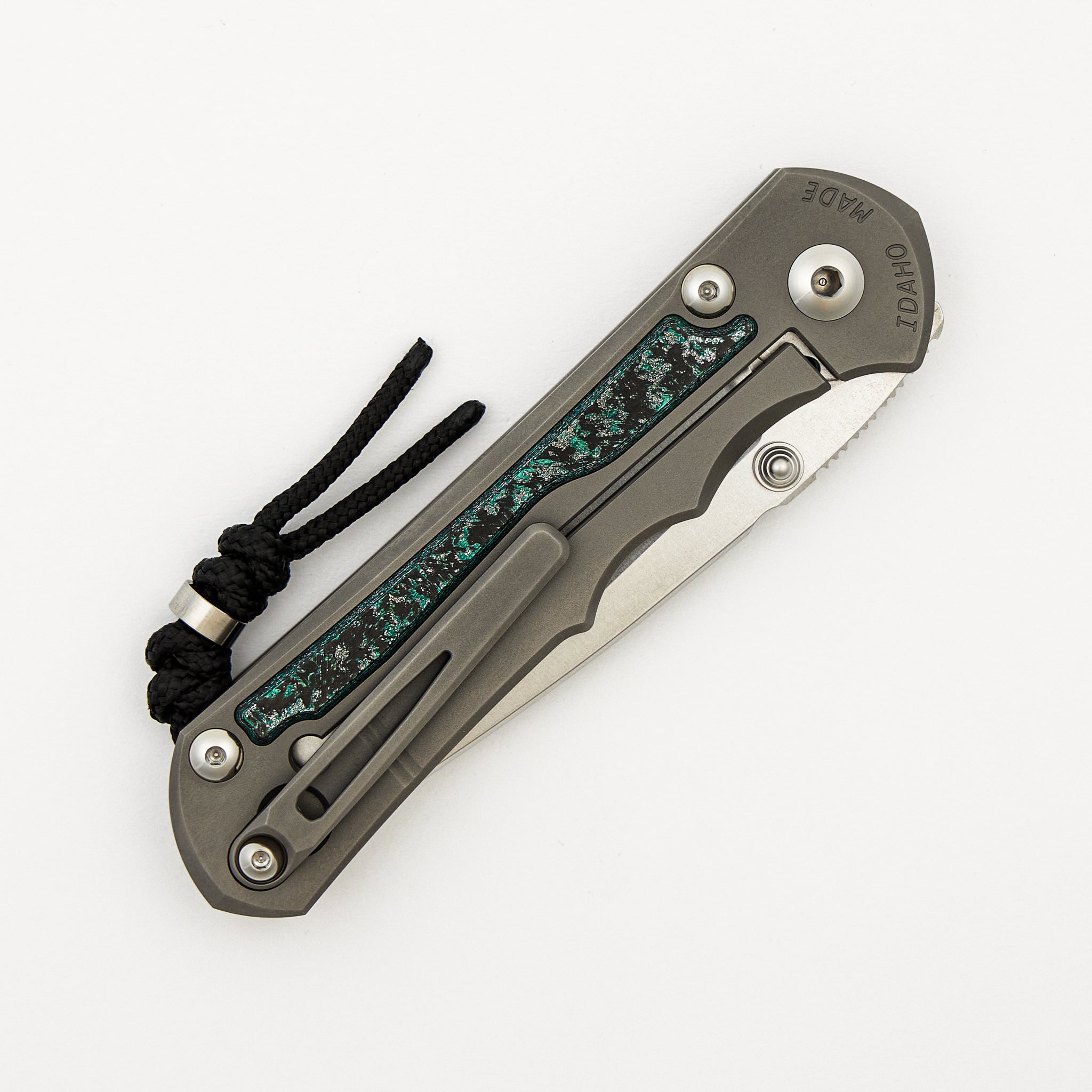 R1 Invitational - Large Inkosi - Teal Magnetic CarboTi Inlay - Drop Point CPM MagnaCut Blade - MIM Clip