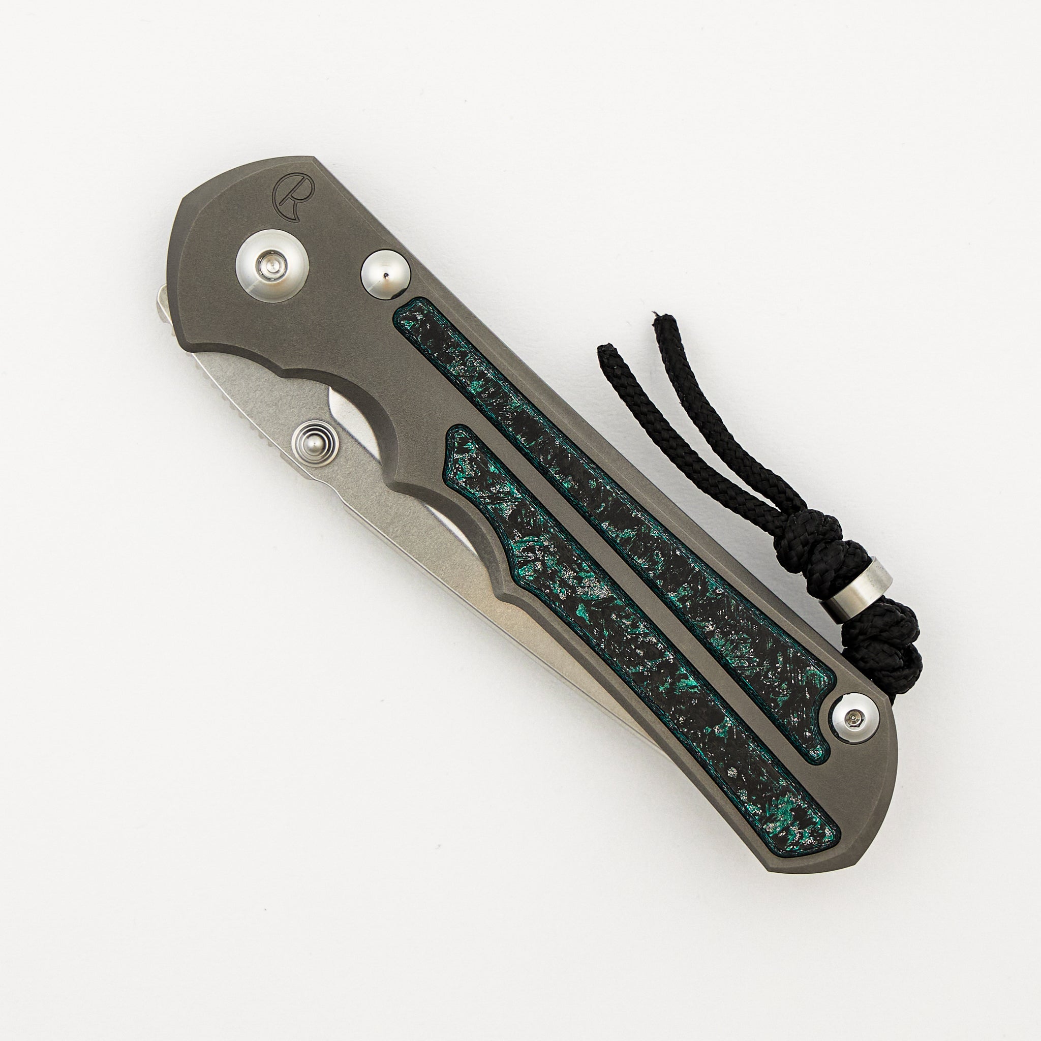 R1 Invitational - Large Inkosi - Teal Magnetic CarboTi Inlay - Tanto CPM MagnaCut Blade - MIM Clip