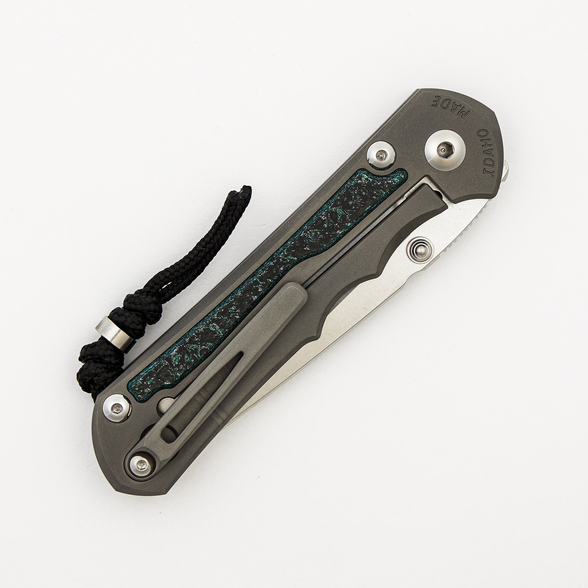 R1 Invitational - Large Inkosi - Teal Magnetic CarboTi Inlay - Tanto CPM MagnaCut Blade - MIM Clip