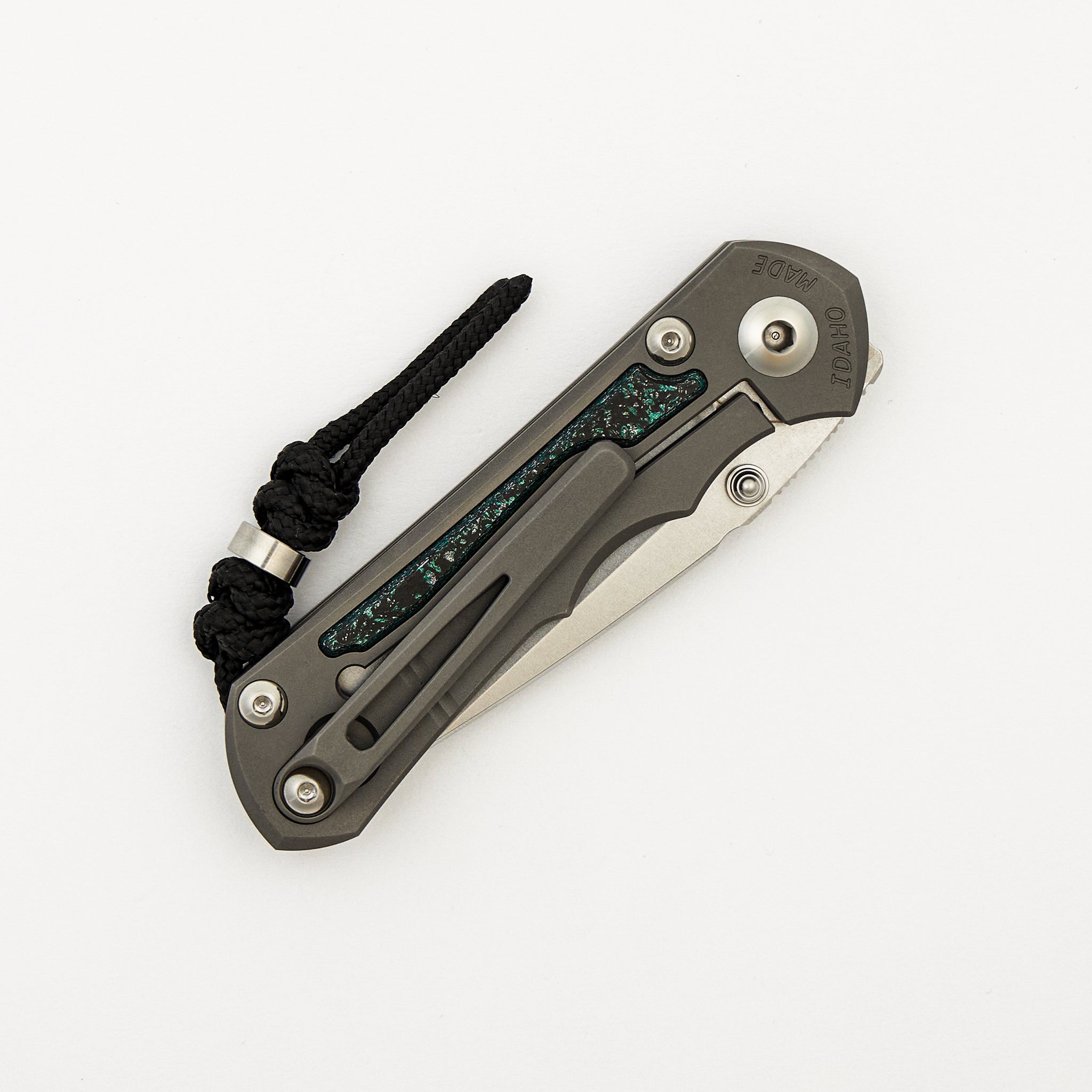 R1 Invitational - Small Inkosi - Teal Magnetic CarboTi Inlay - Drop Point CPM MagnaCut Blade - MIM Clip