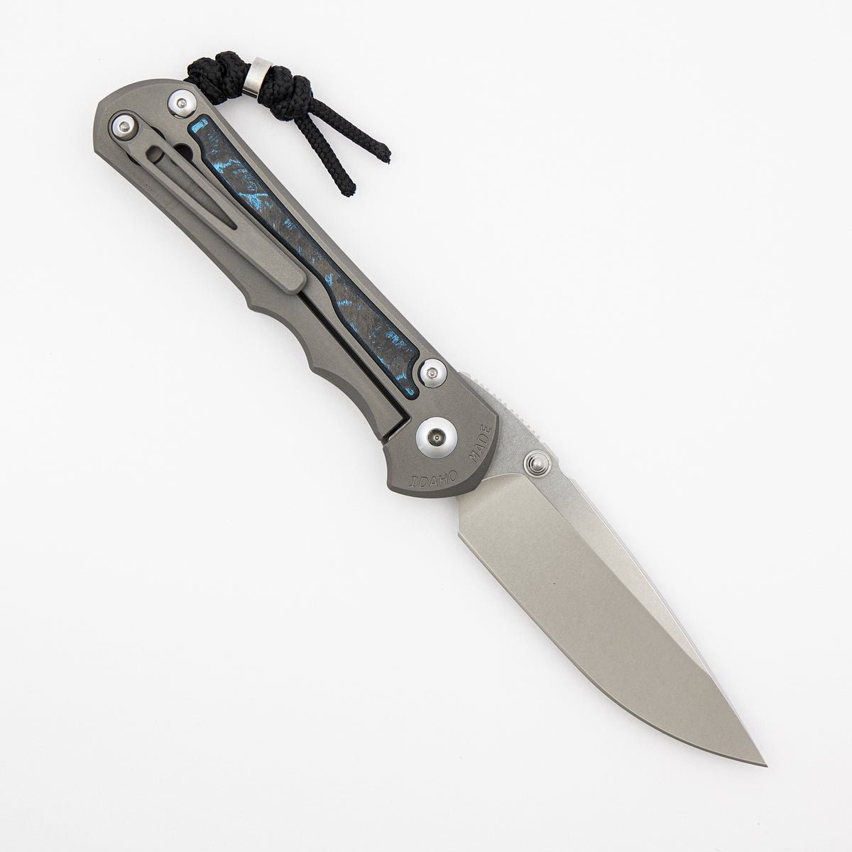 Large Inkosi - Ocean Blue CarboTi Inlay - Drop Point CPM MagnaCut Blade - MIM Clip