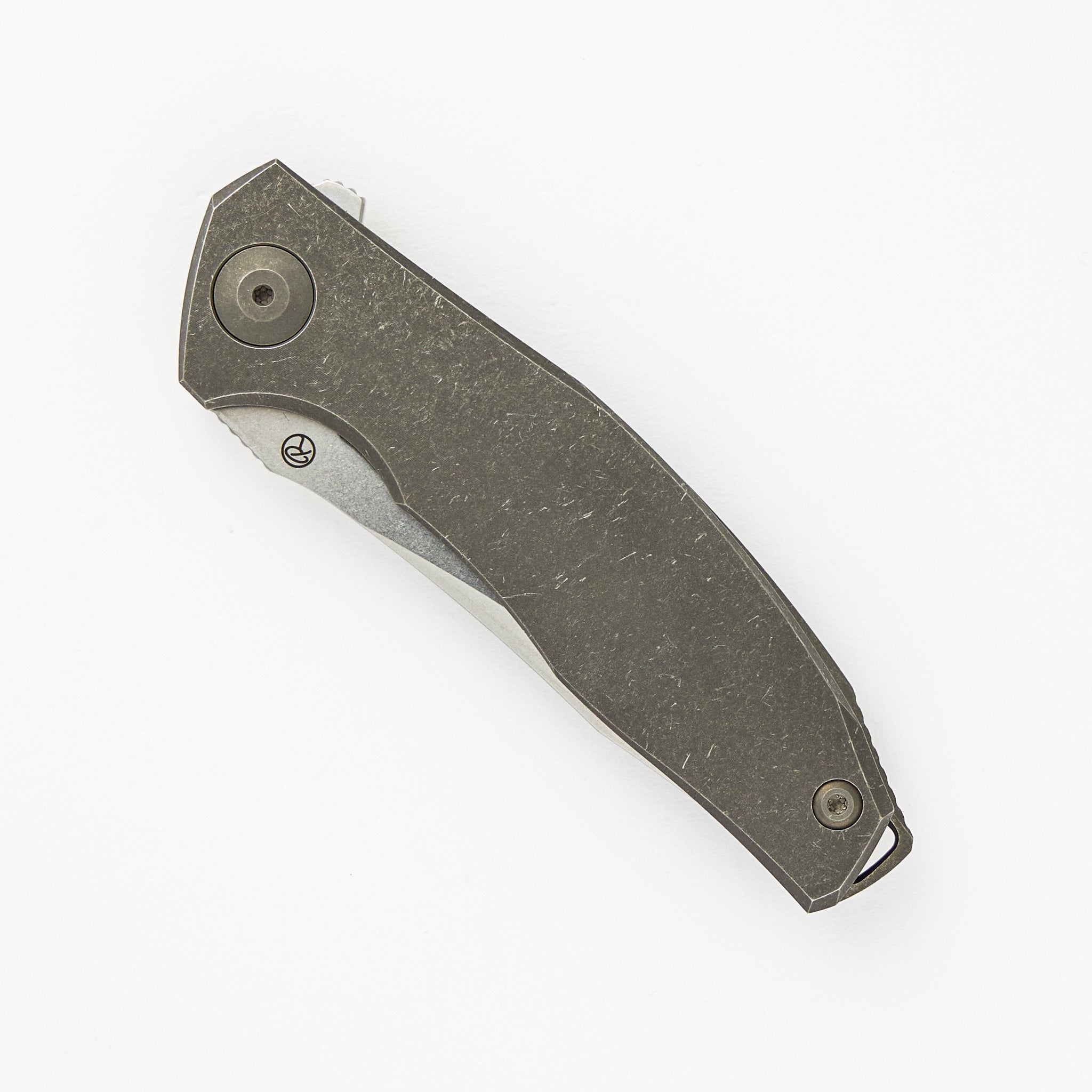 Adzin Flipper – Stonewash M390 Blade – Stonewash Titanium Handle