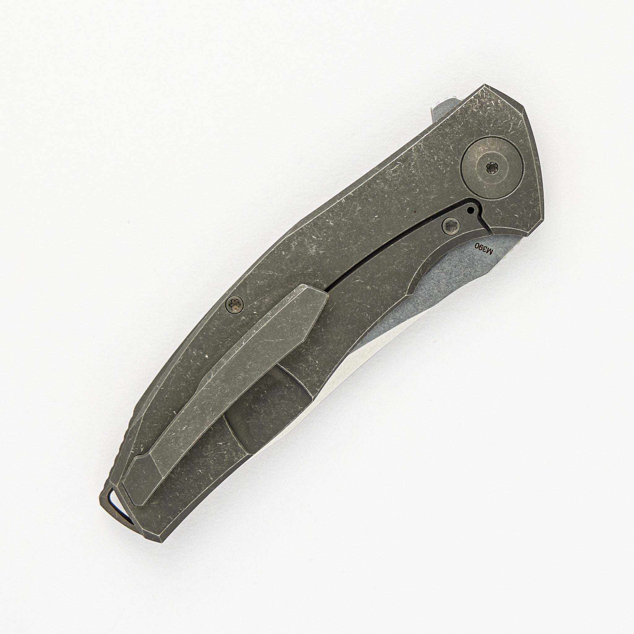 Adzin Flipper – Stonewash M390 Blade – Stonewash Titanium Handle