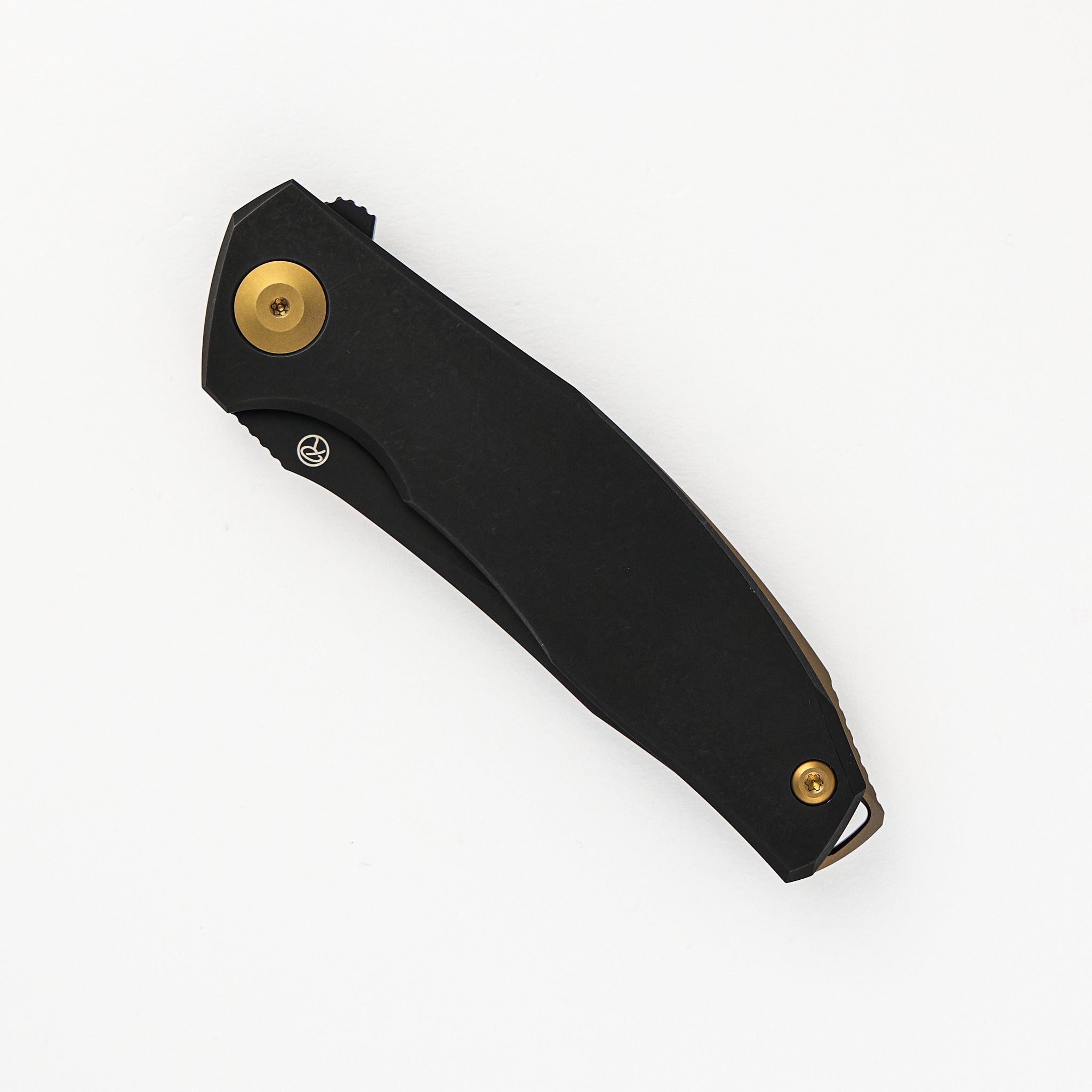 Adzin Flipper – PVD M390 Blade – PVD Titanium Handle W/ Bronze Accents