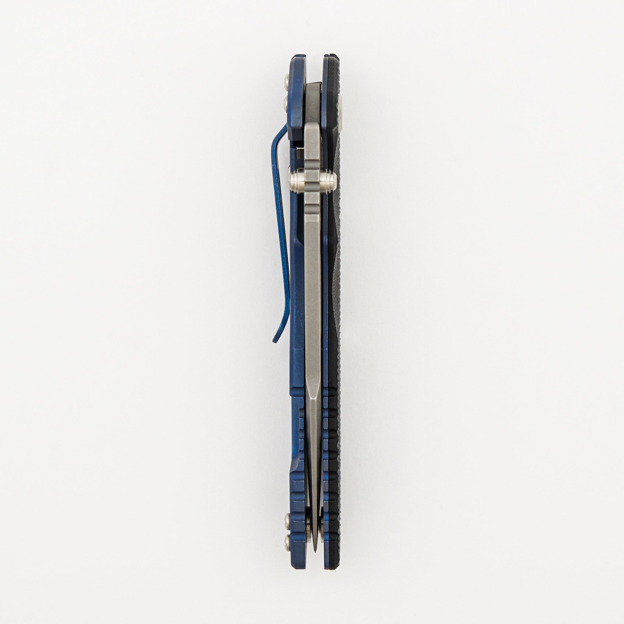 Eklipse 3.5" - MagnaCut Skinny Fullered Harpoon Spearpoint - Tri-Way - Battle Blue - Black G10