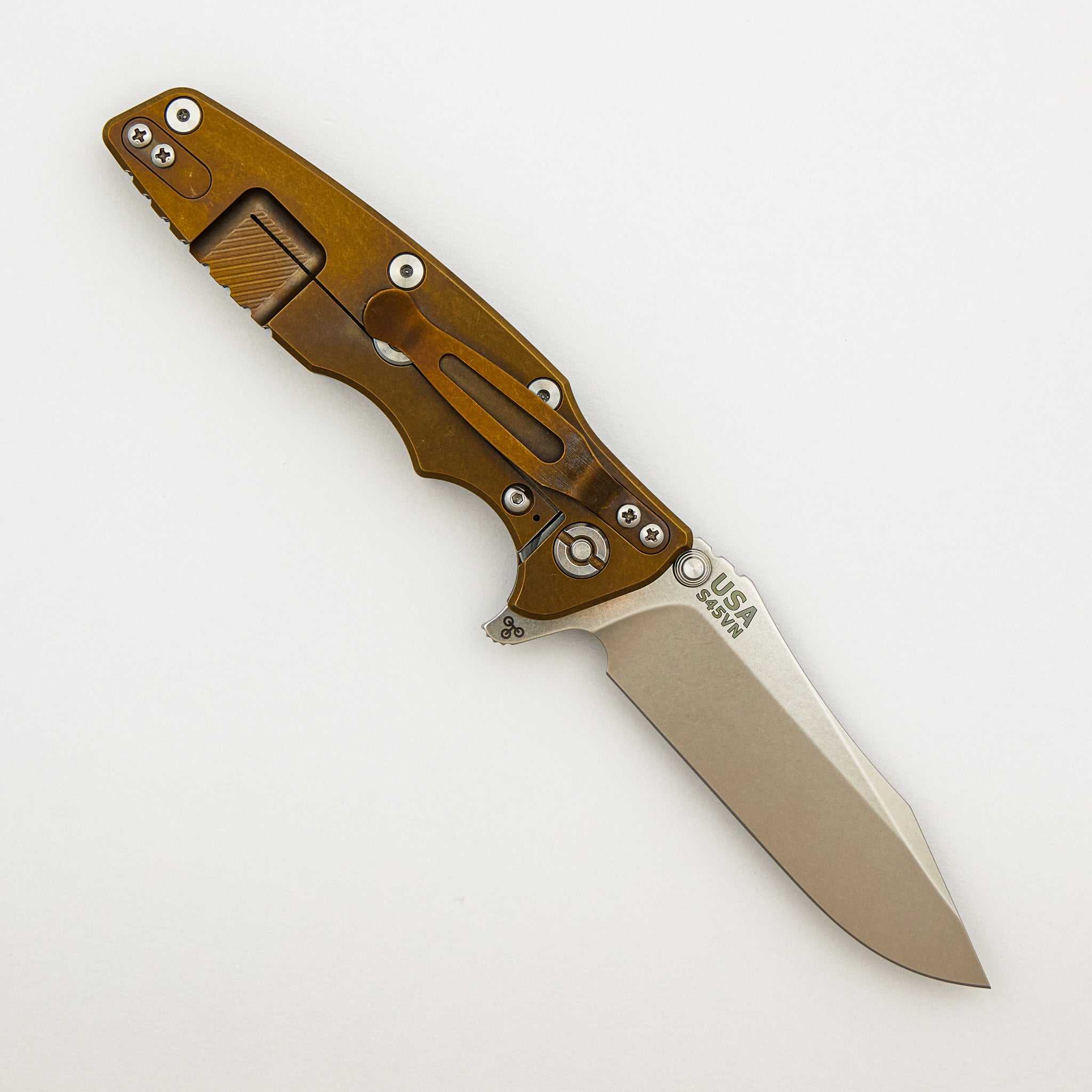 Eklipse 3.5" - S45VN Spearpoint - Tri-Way - Stonewash Bronze - Black G10