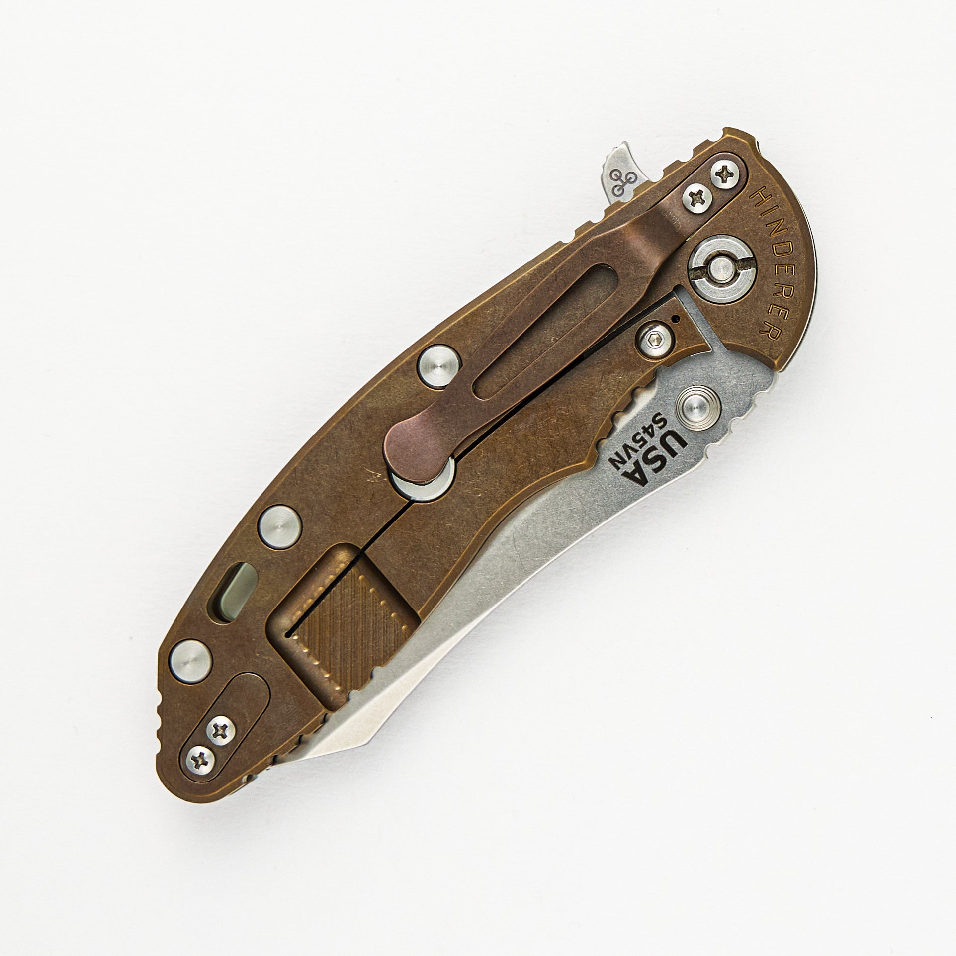 XM-18 3.5″ – Skinner S45VN – Tri-Way – Stonewash Bronze – Translucent Green G10