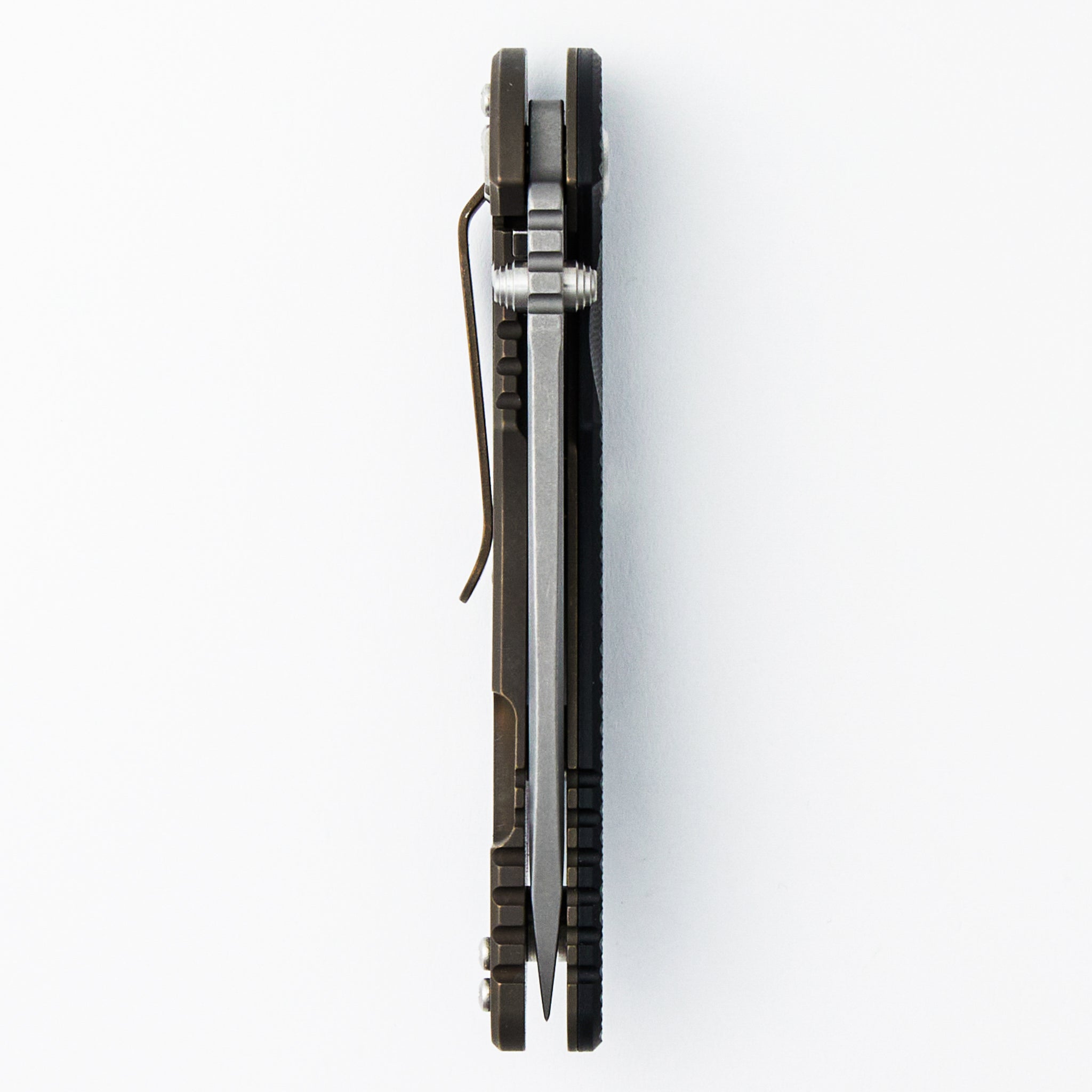 XM-18 3.5″ - MagnaCut Recurve - Non Flipper - Tri-Way - Battle Bronze - Black G10