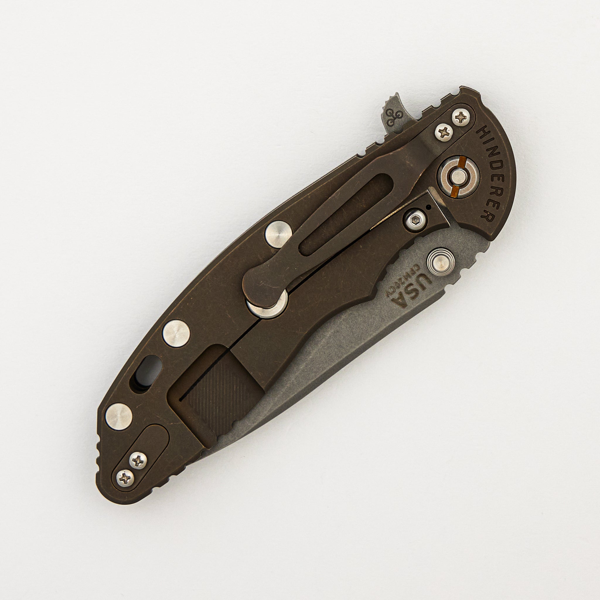 XM-18 3.5″ - 20CV Slicer Hollow Grind - Tri-Way - Battle Bronze - Black G10