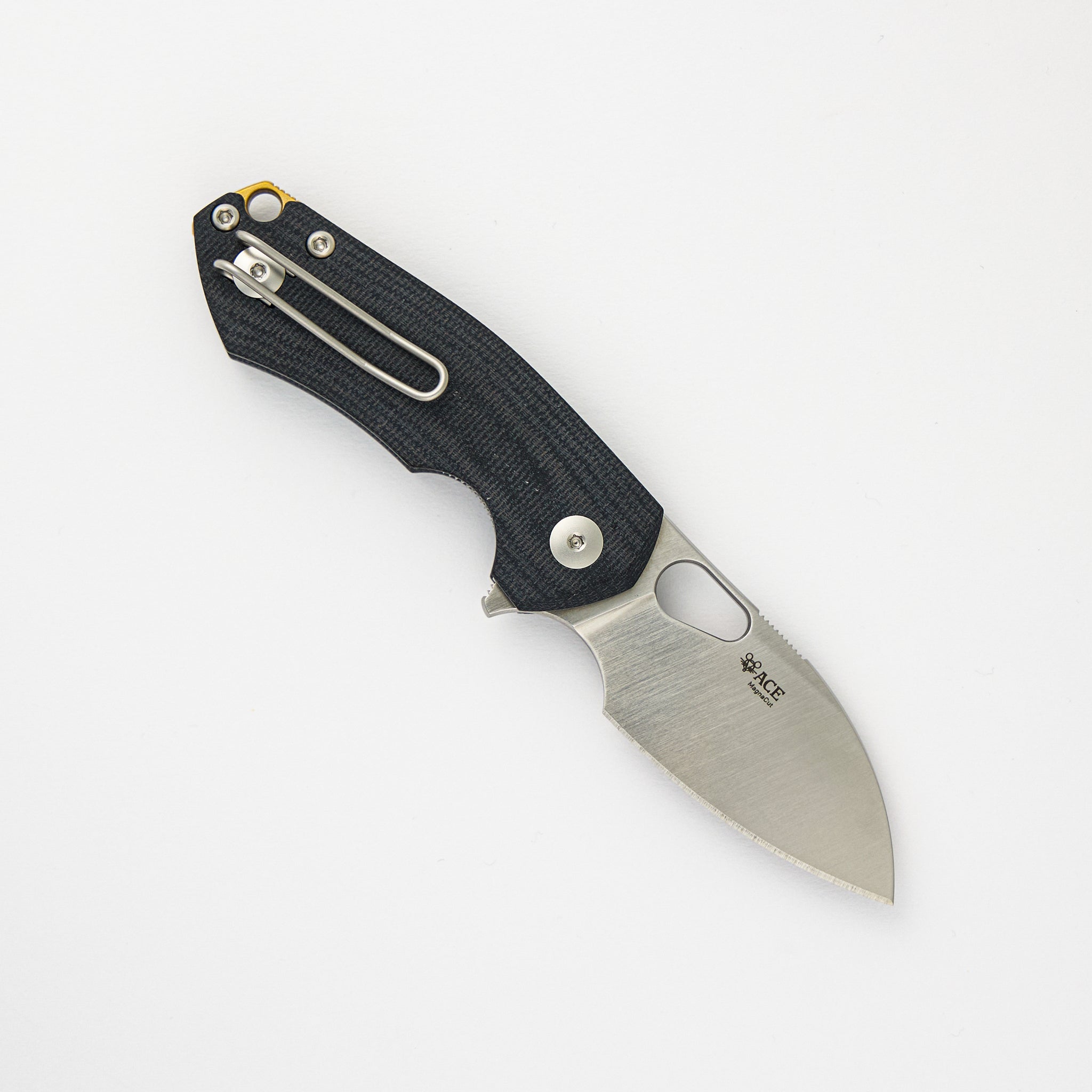 GiantMouse ACE Riv LL - Double Black Canvas Micarta - Satin