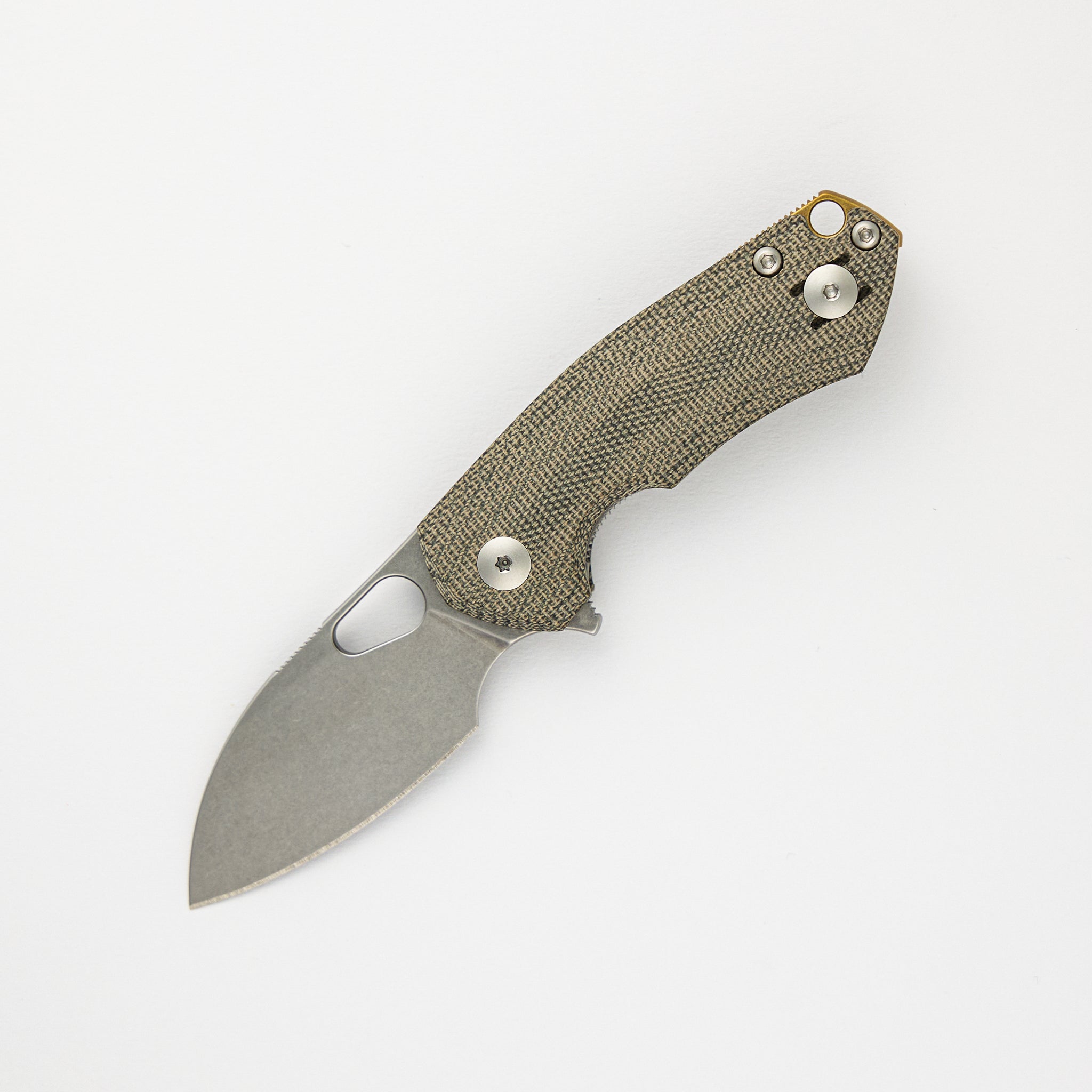ACE Riv LL - Green Canvas Micarta - Stonewashed