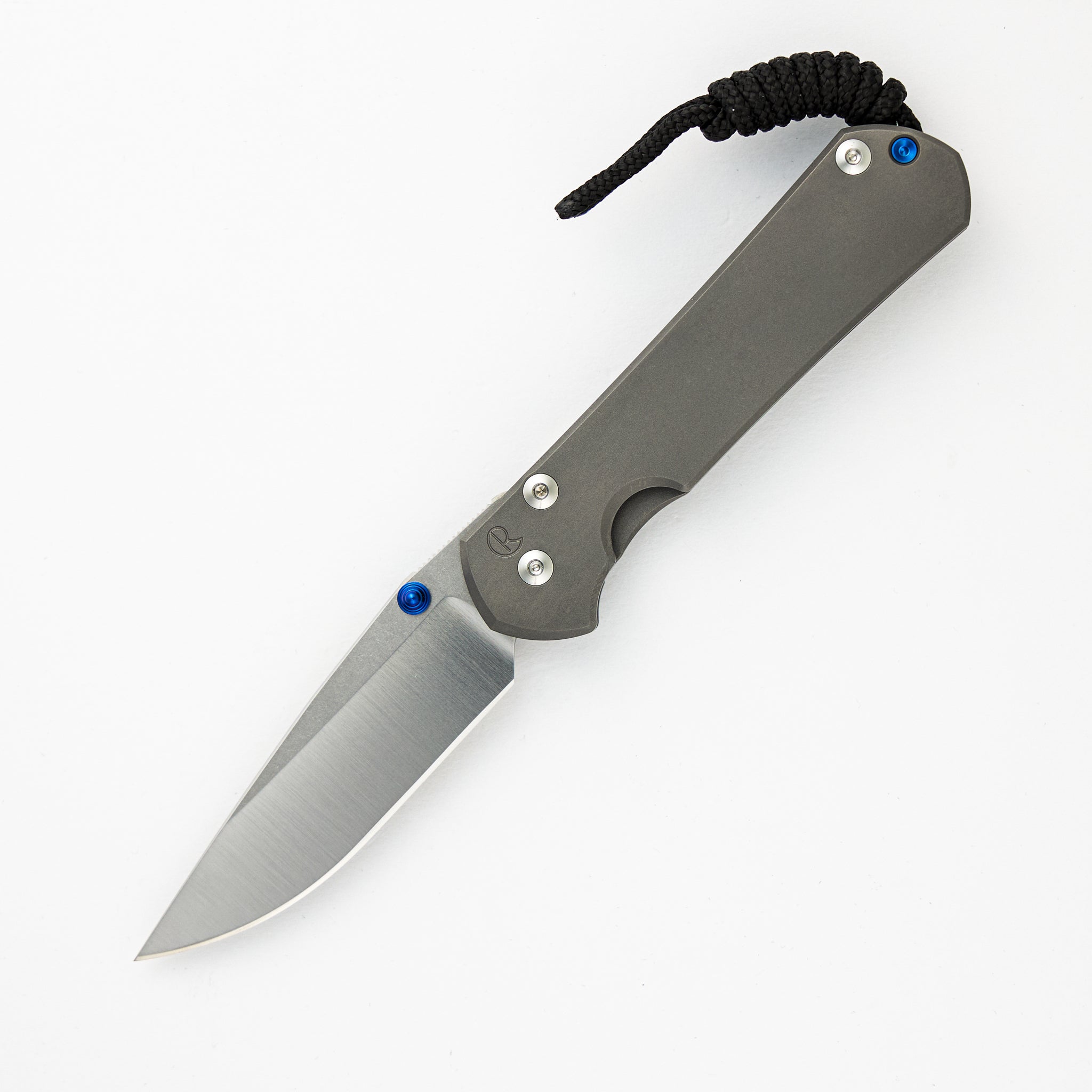 Chris Reeve Small Sebenza 31 - Polished Drop Point CPM MagnaCut Blade - Glass Blasted - Blue Double Thumb Lugs